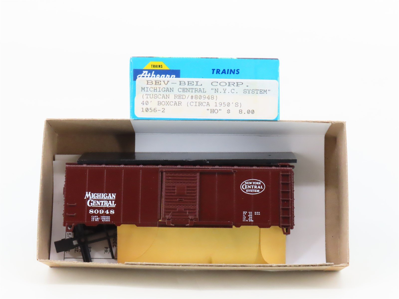 HO Athearn Bev-Bel Kit 1056-2 MC Michigan Central 40' Single Door Box Car #80948