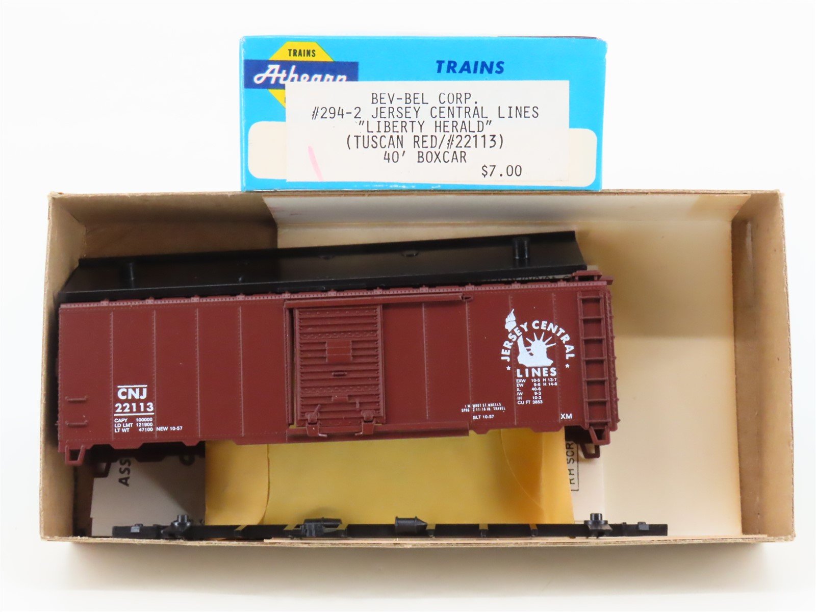 HO Athearn Bev-Bel Kit 294-2 CNJ Jersey Central 40' Single Door Box Car #22113