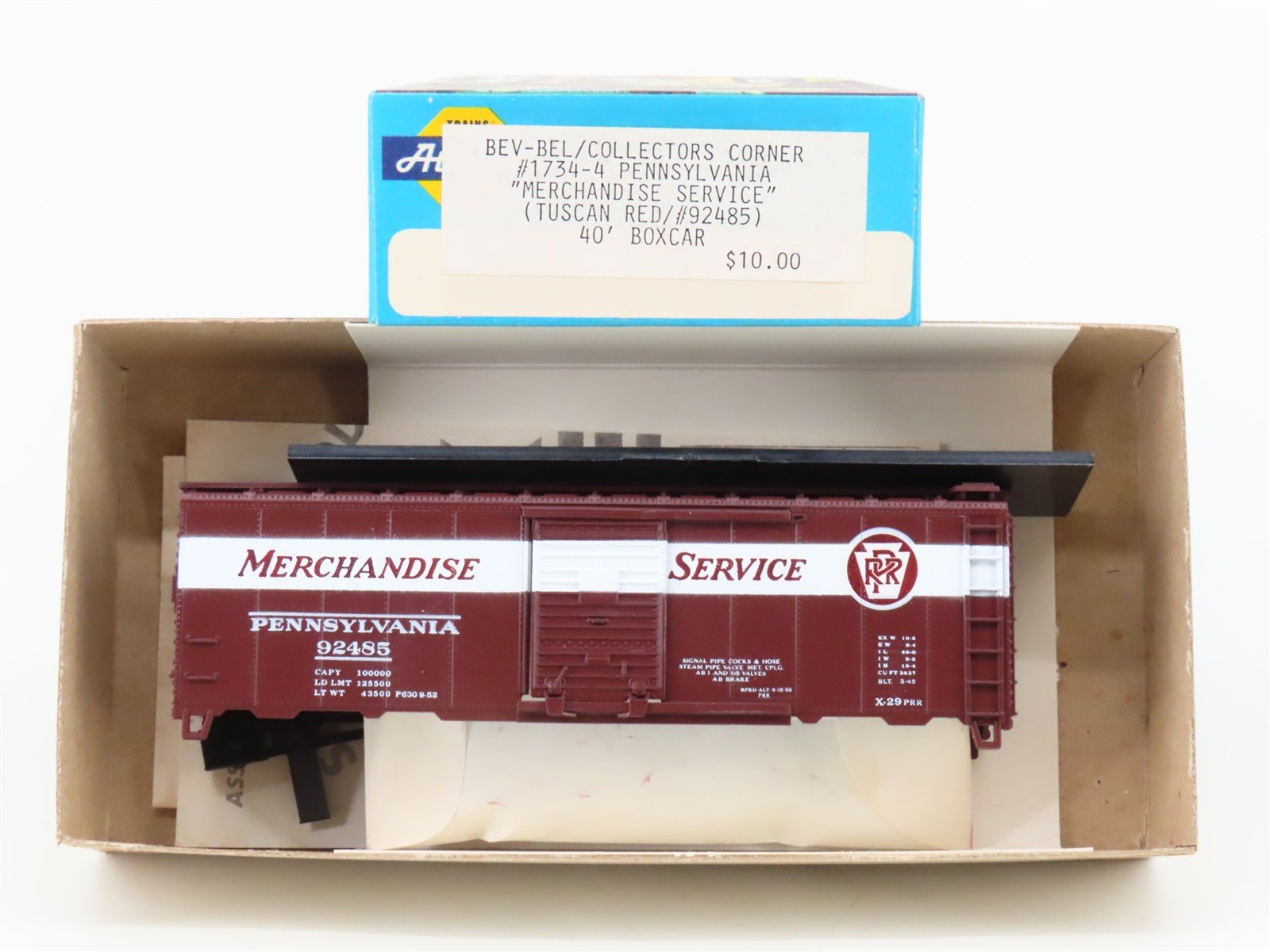 HO Scale Athearn Bev-Bel Kit 1734-4 PRR Merchandise Service 40' Box Car #92485