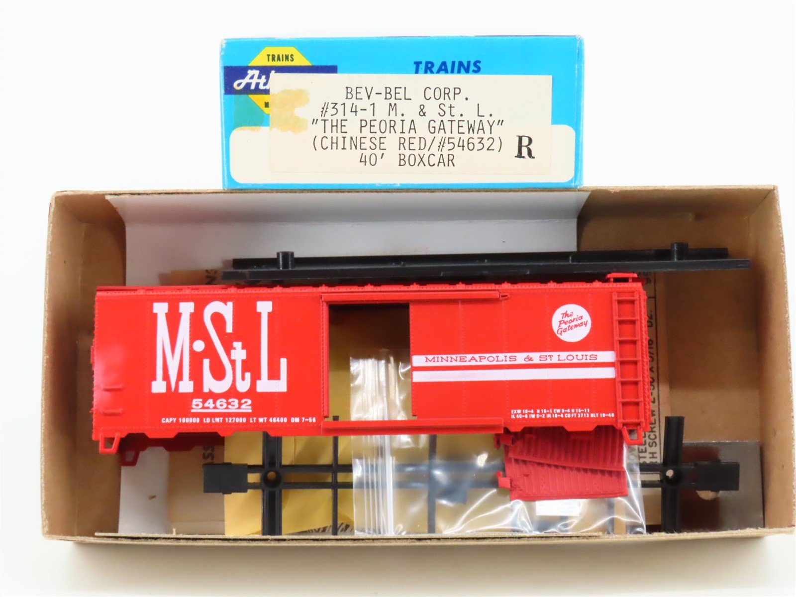 HO Scale Athearn Bev-Bel Kit 314-1 M&StL "Peoria Gateway" 40' Box Car #54632