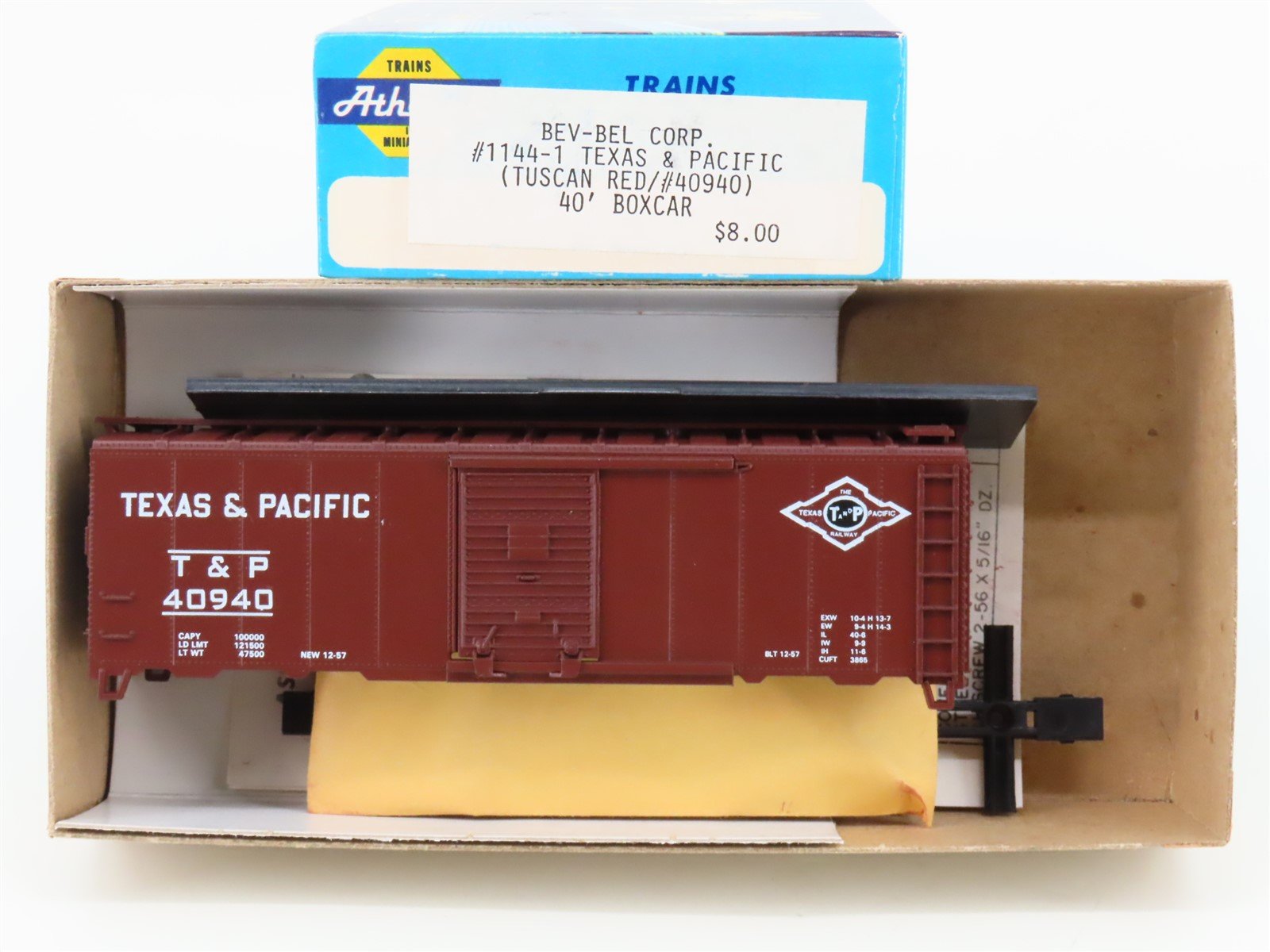HO Athearn Bev-Bel Kit 1144-1 T&P Texas & Pacific 40' Single Door Box Car #40940