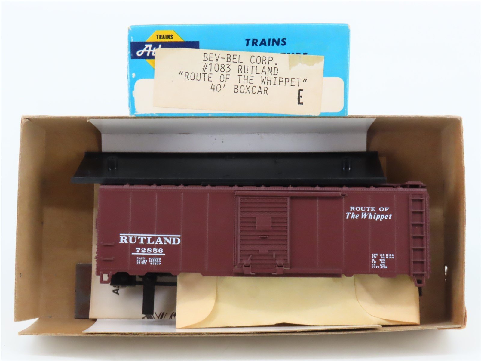 HO Scale Athearn Bev-Bel Kit 1083 RUT Rutland 40' Single Door Box Car #72856
