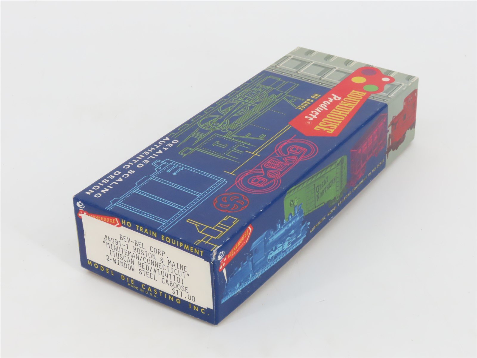 HO Scale Roundhouse Bev-Bel Kit #4991-1 B&M Boston & Maine Steel Caboose #104110