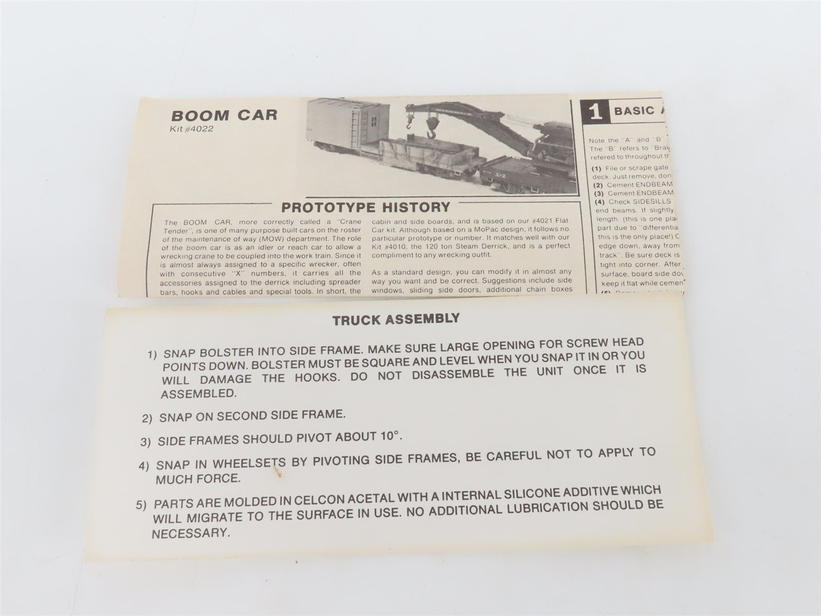 HO Scale Tichy Train Group Kit #4022 Unpainted Wrecking Outfit Boom Car