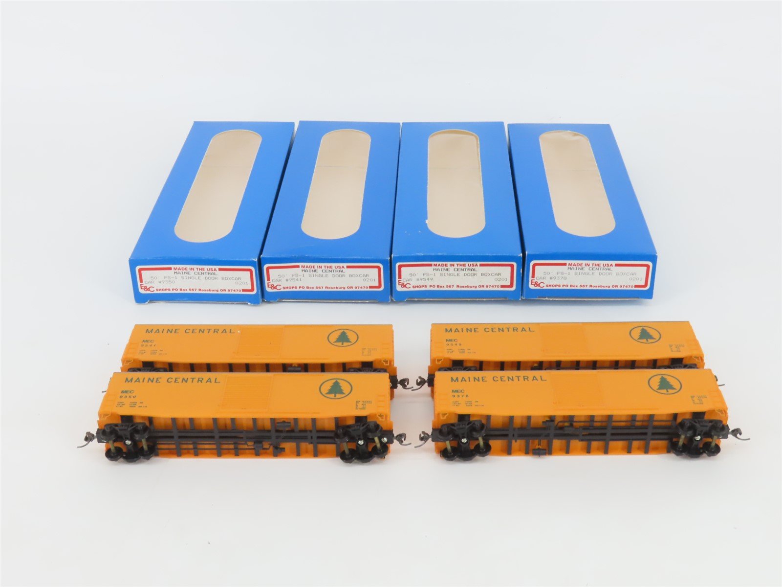 LOT of 4 HO Scale E&C Shops 0201 MEC Maine Central 50' Single Door Box Cars