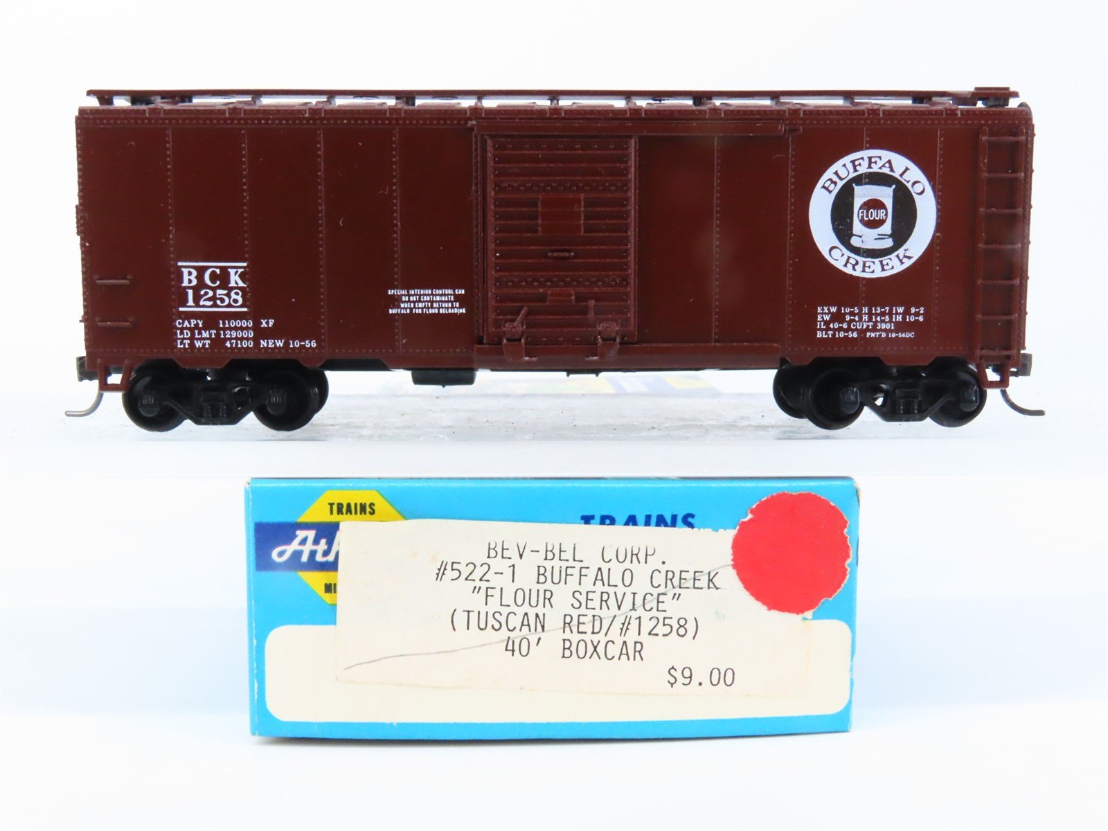 HO Athearn Bev-Bel #522-1 BCK Buffalo Creek "Flour Service" 40' Box Car #1258