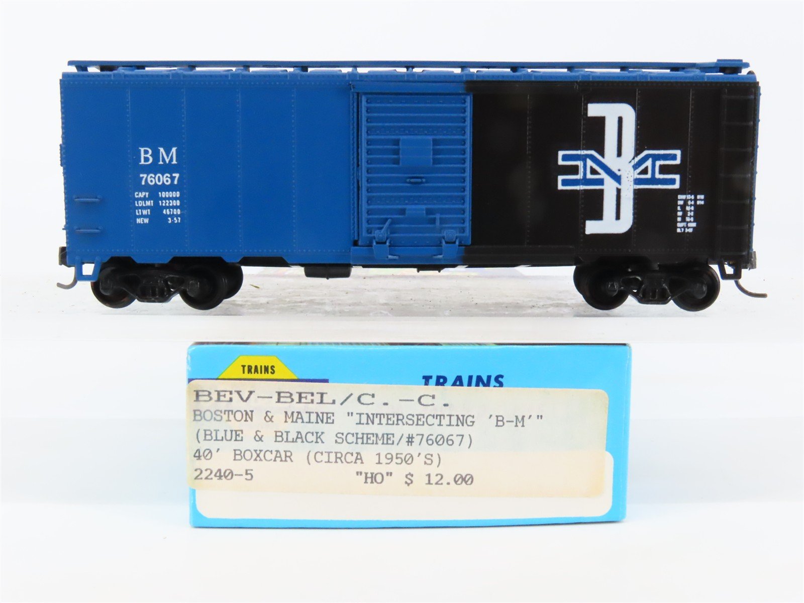 HO Athearn Bev-Bel #2240-5 BM Boston & Maine 40' Box Car #76067 - BUILT