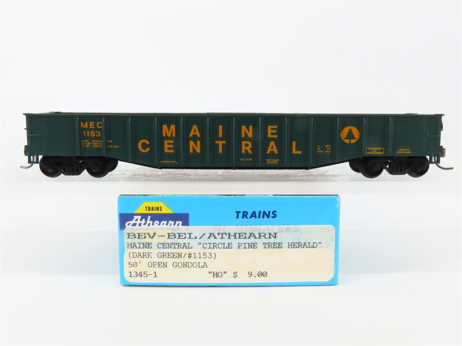 HO Scale Athearn Bev-Bel #1345-1 MEC Pine Tree 50' Open Gondola #1153 - BUILT