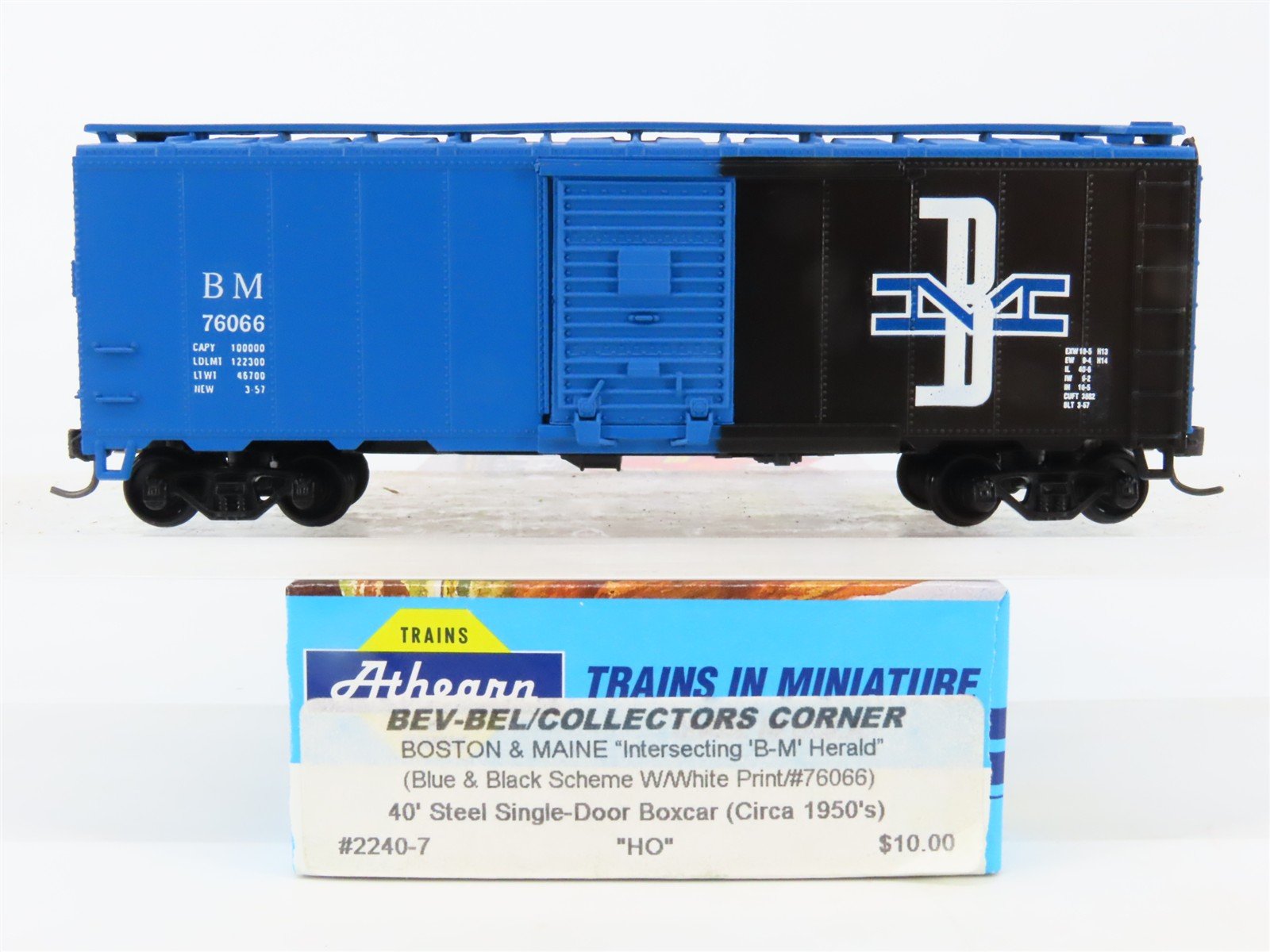 HO Athearn Bev-Bel #2240-7 BM Boston & Maine 40' Box Car #76066 - BUILT