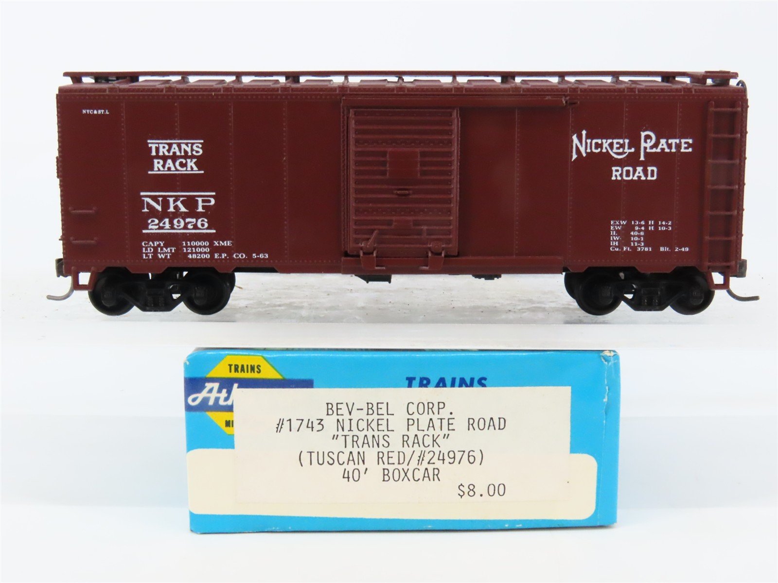 HO Scale Athearn Bev-Bel #1743 NKP Nickel Plate Road Trans Rack Box Car #24976