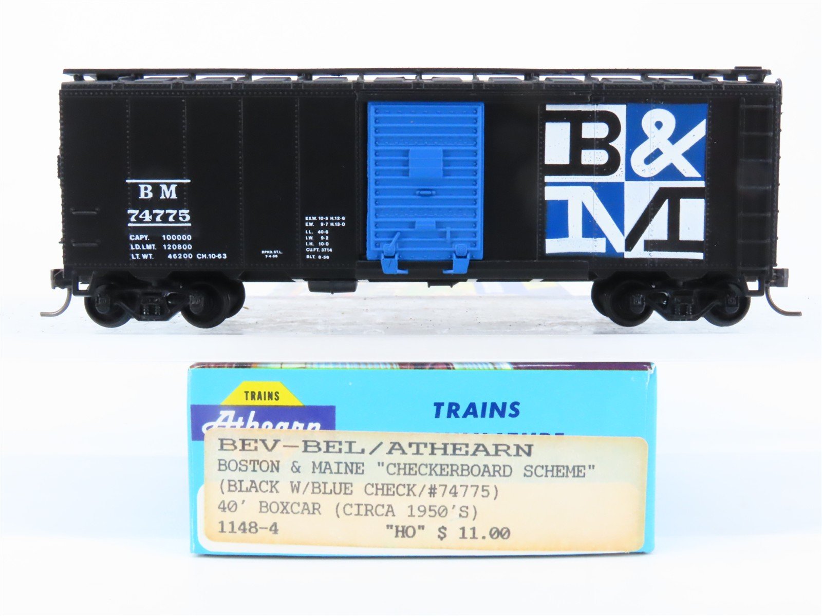 HO Scale Athearn Bev-Bel #1148-4 BM Boston & Maine 40' Box Car #74775 - BUILT