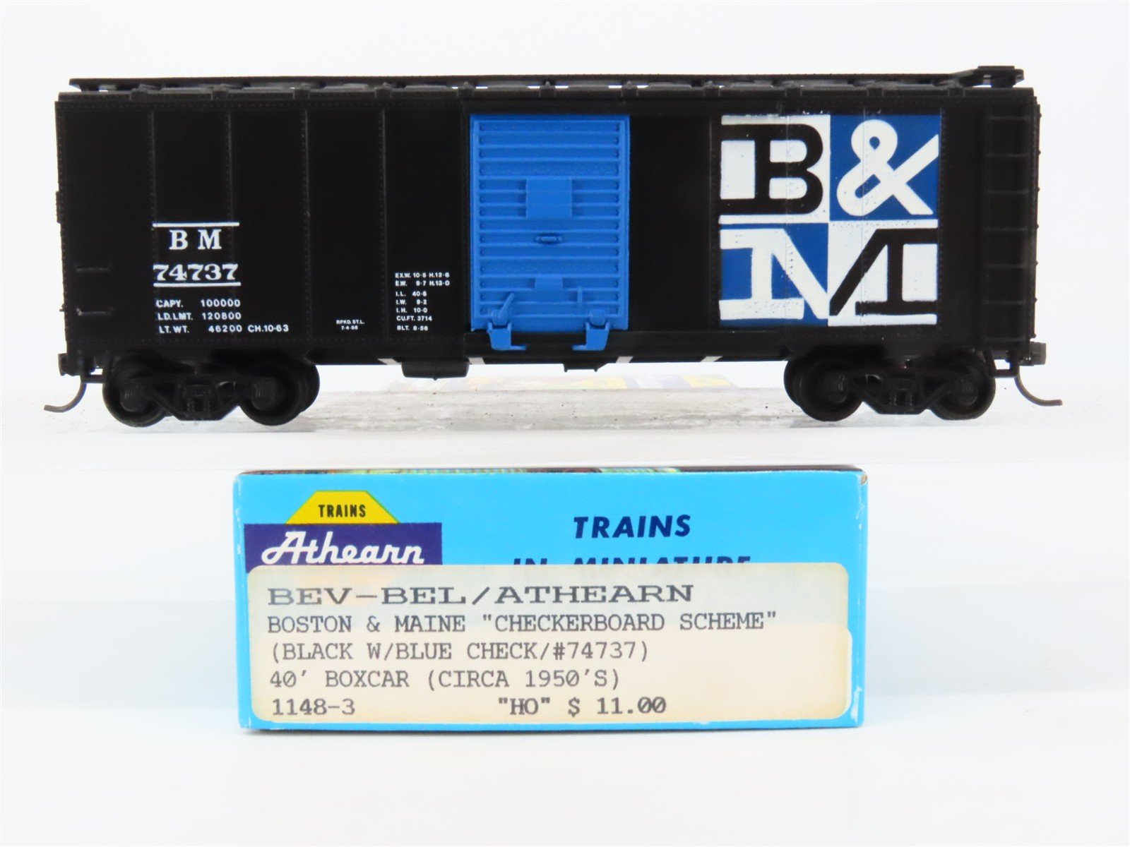 HO Athearn Bev-Bel #1148-3 BM Boston & Maine 40' Box Car #74737 - BUILT