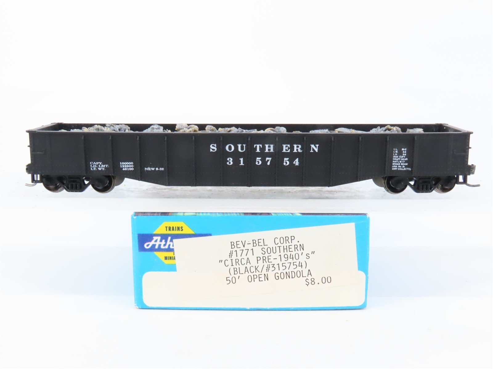 HO Scale Athearn Bev-Bel #1771 SOU Southern 50' Open Gondola #315754 w/ Load