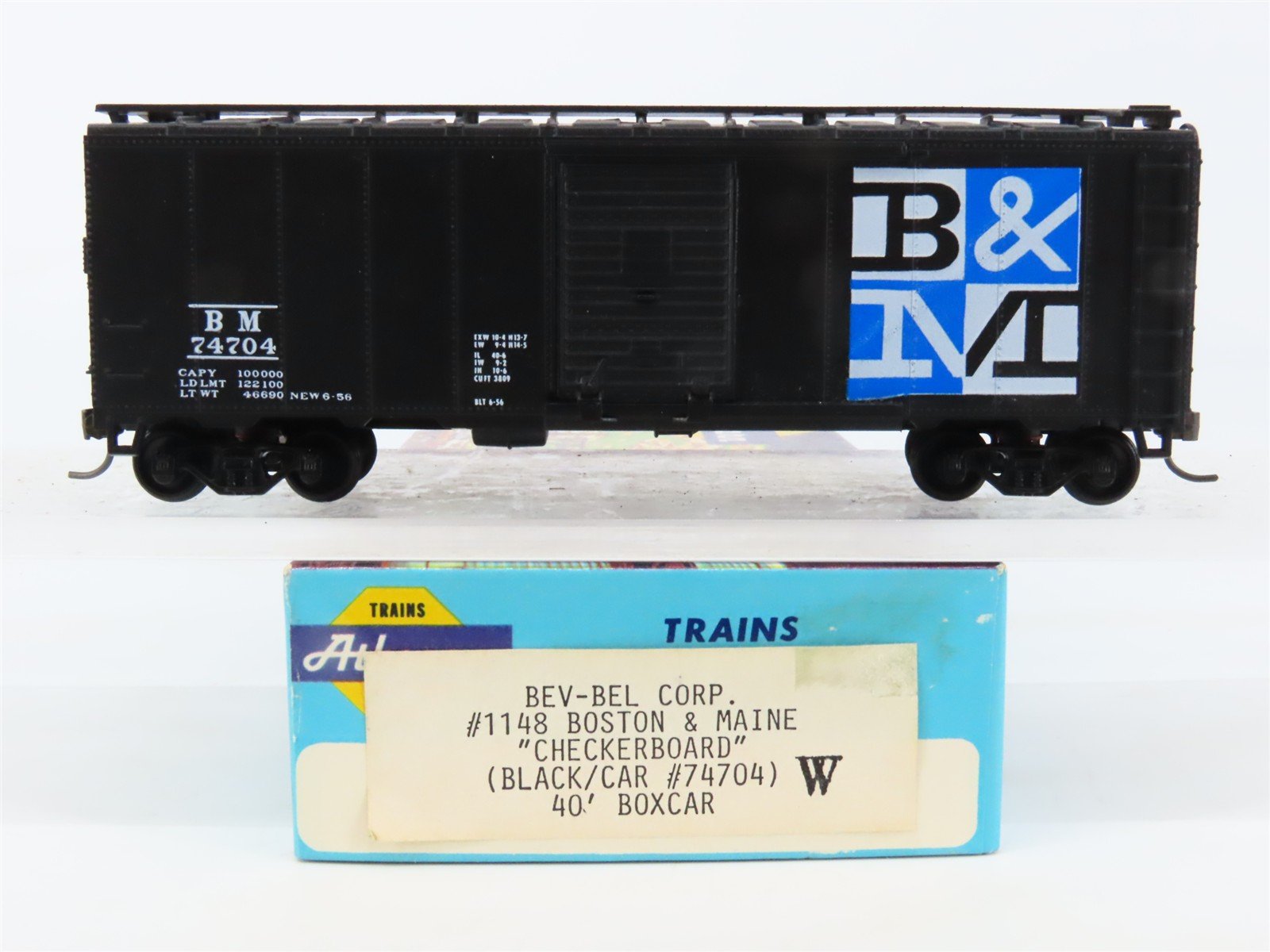 HO Scale Athearn Bev-Bel #1148 BM Boston & Maine 40' Box Car #74704 - BUILT