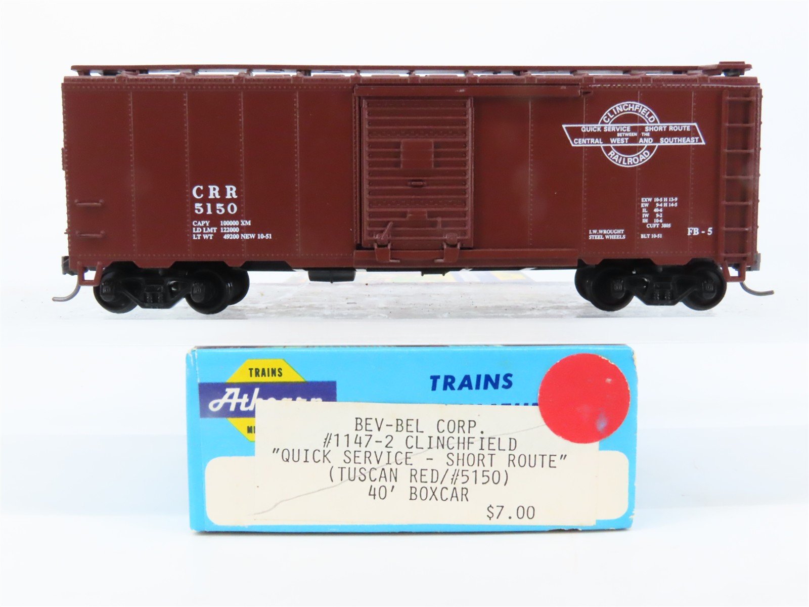 HO Scale Athearn Bev-Bel #1147-2 CRR Clinchfield 40' Box Car #5150 - BUILT