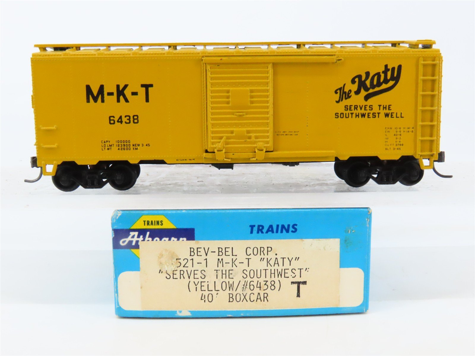 HO Scale Athearn Bev-Bel #521-1 MKT The Katy 40' Single Door Boxcar #6438 BUILT