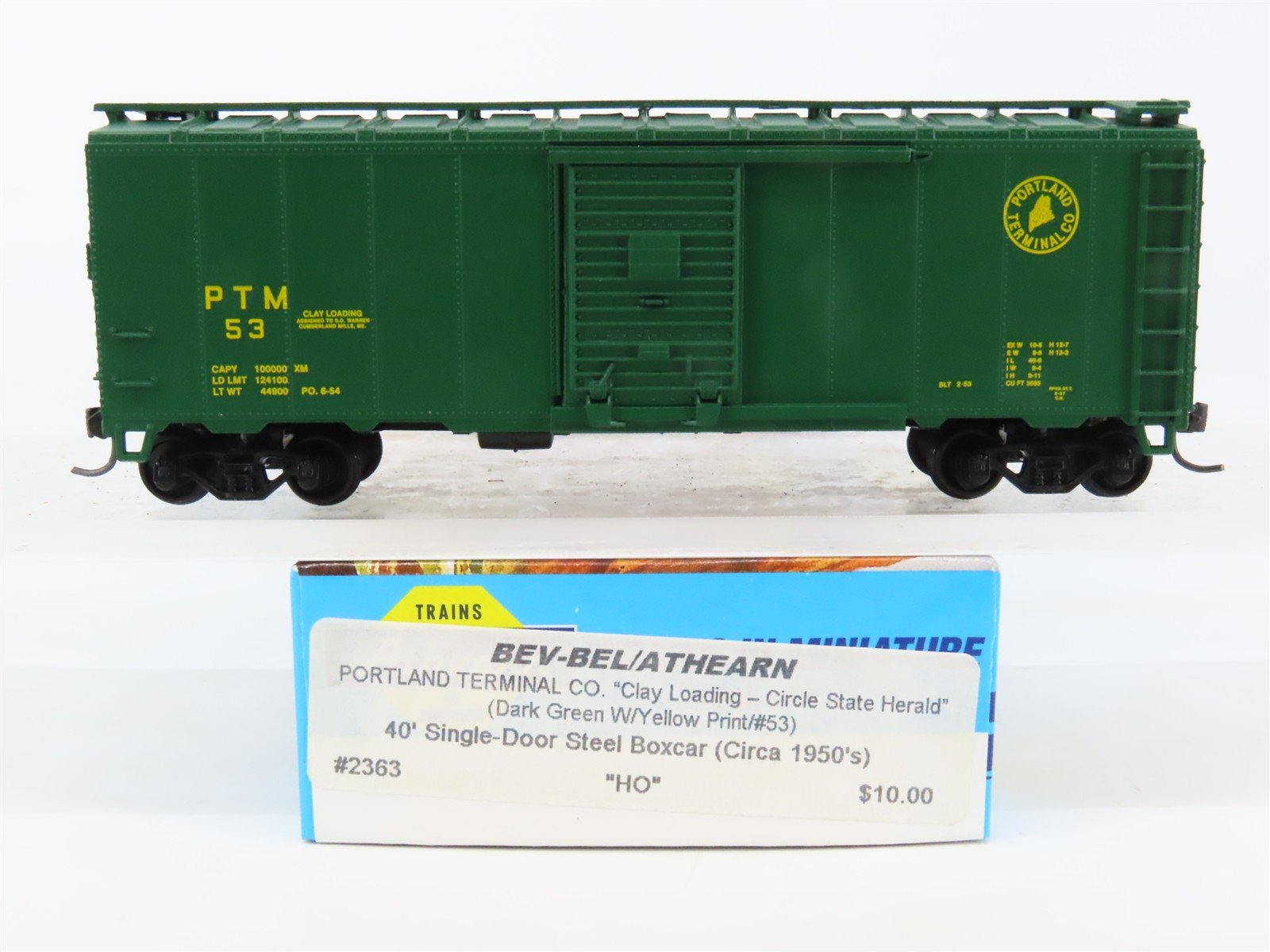 HO Athearn Bev-Bel #2363 PTM Portland Terminal Co. 40' Box Car #53 - BUILT