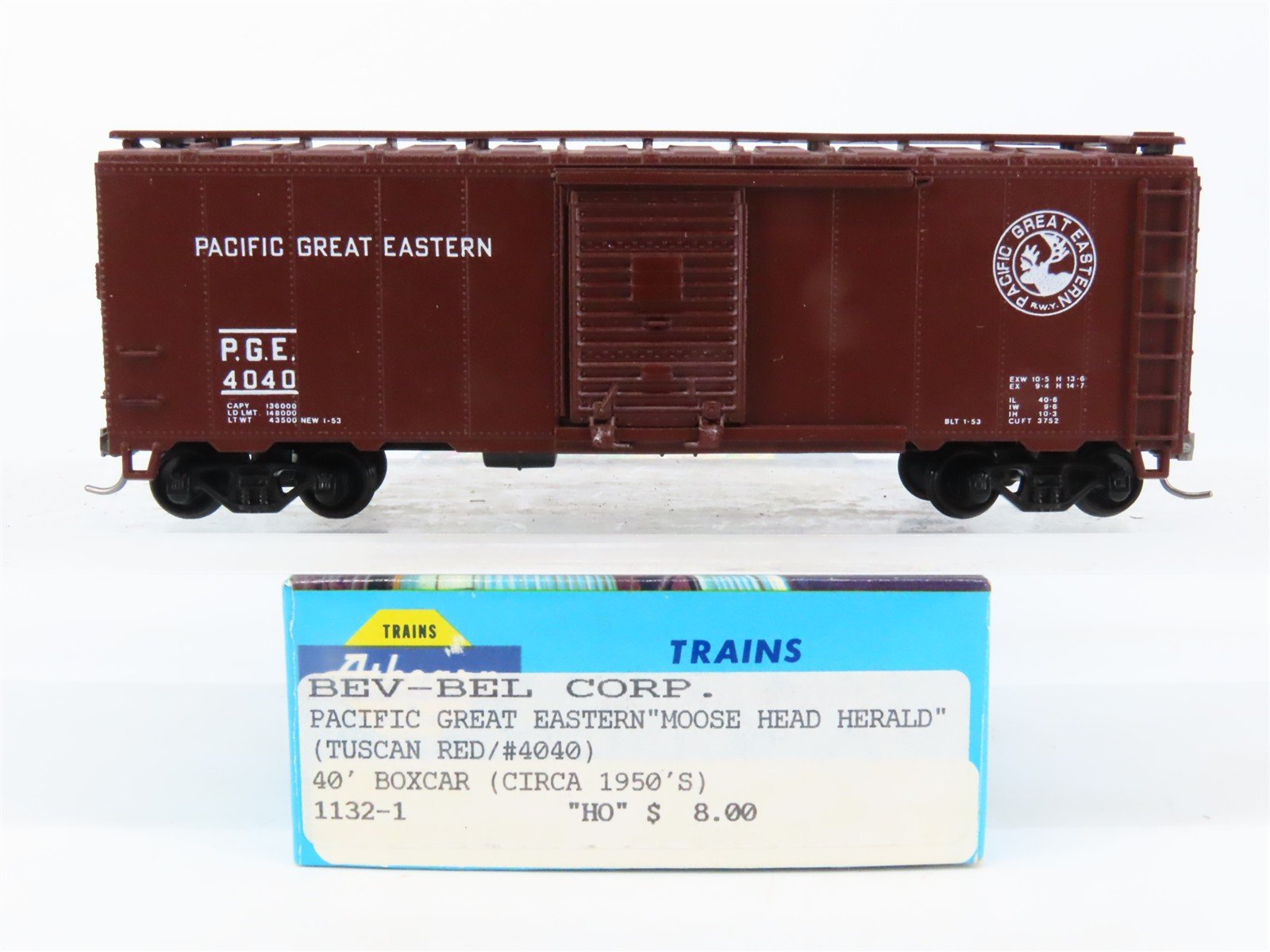 HO Scale Athearn Bev-Bel 1132-1 PGE Pacific Great Eastern 40' Box Car #4040