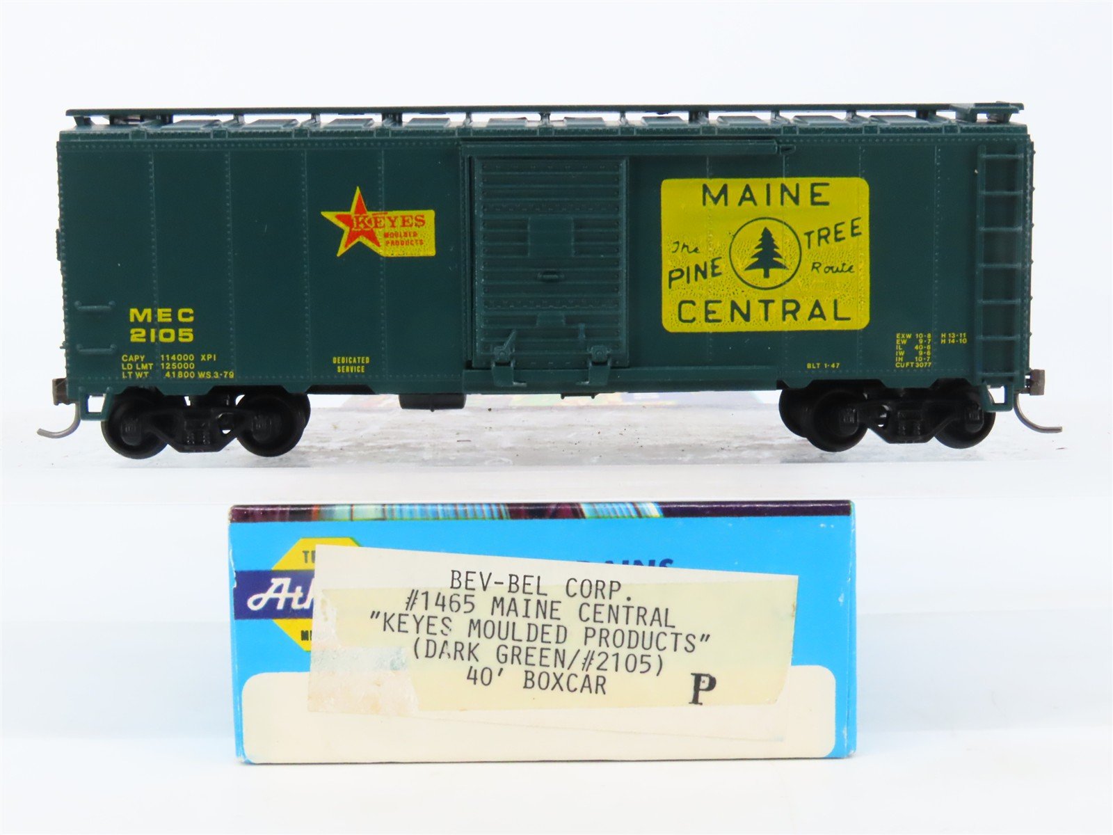 HO Scale Athearn Bev-Bel 1465 MEC Maine Central Pine Tree 40' Box Car #2105