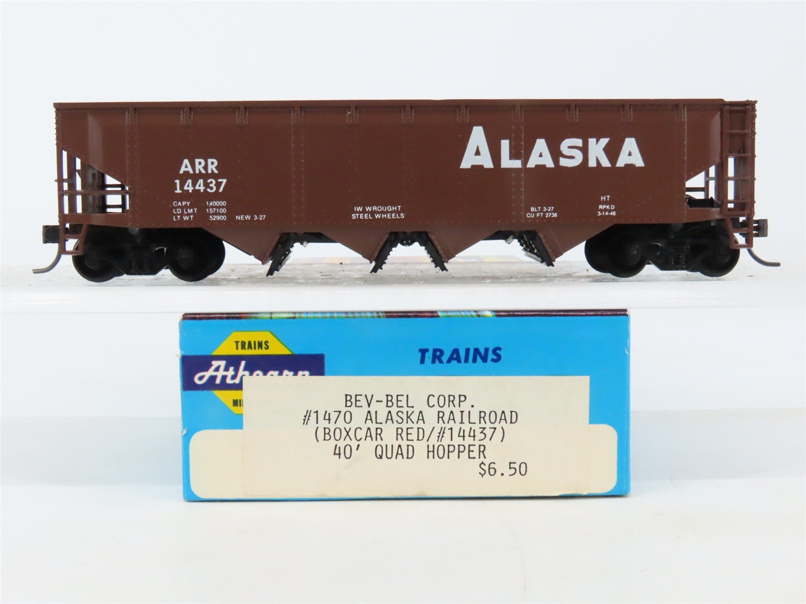 HO Scale Athearn Bev-Bel 1470 ARR Alaska Railroad 40' 4-Bay Hopper #14437
