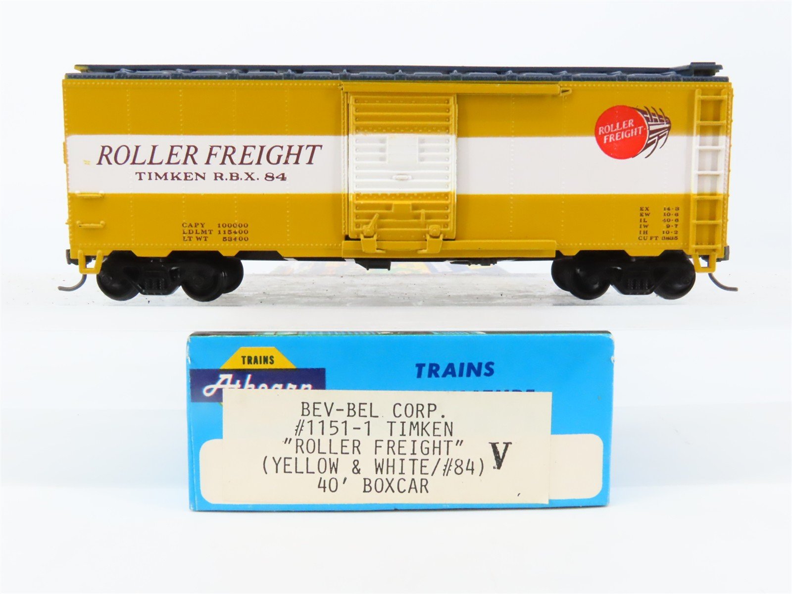 HO Scale Athearn Bev-Bel 1151-1 RBX Timken Roller Freight 40' Box Car #84 BUILT