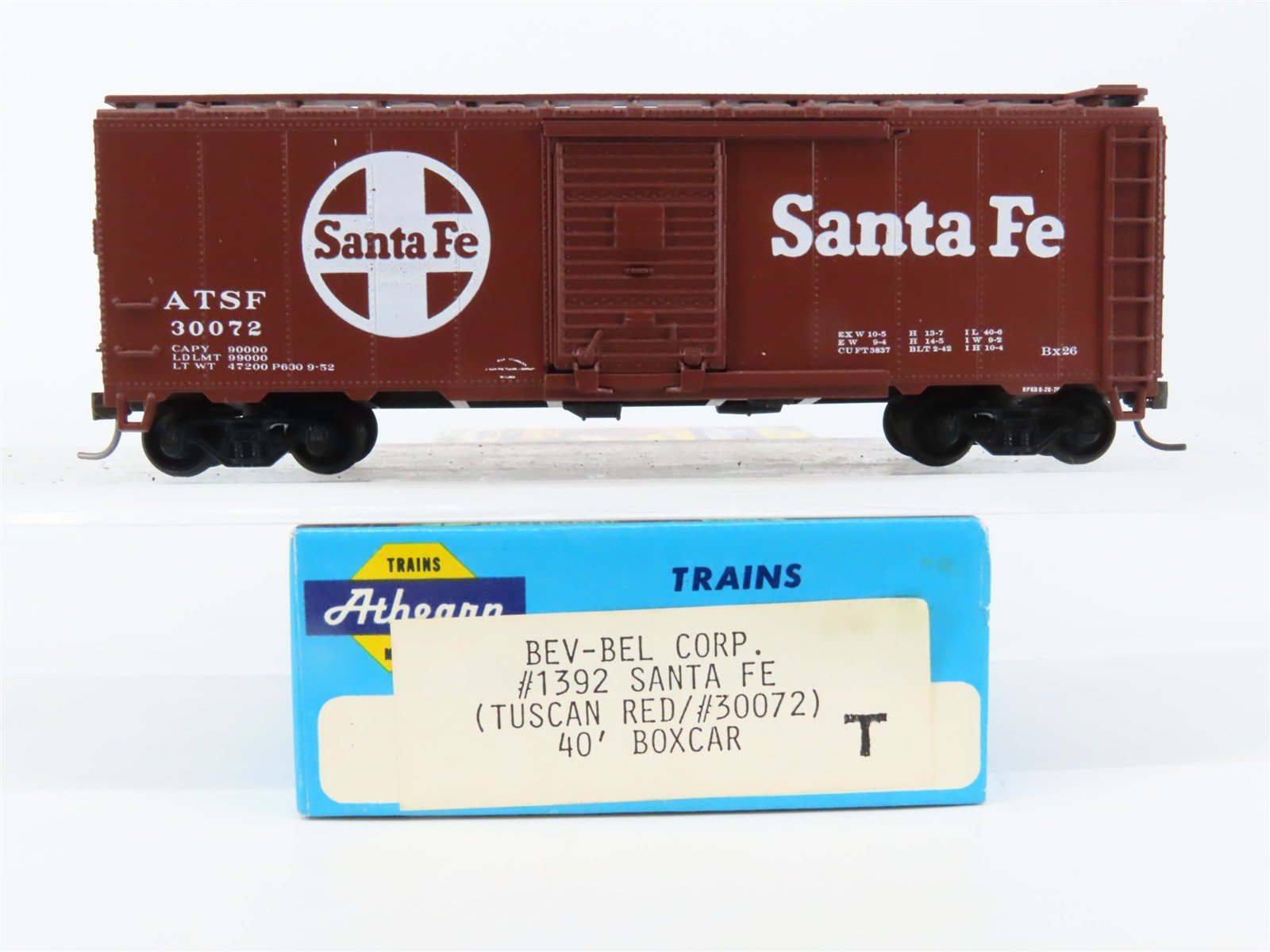 HO Scale Athearn Bev-Bel 1392 ATSF Santa Fe 40' Box Car #30072 - BUILT