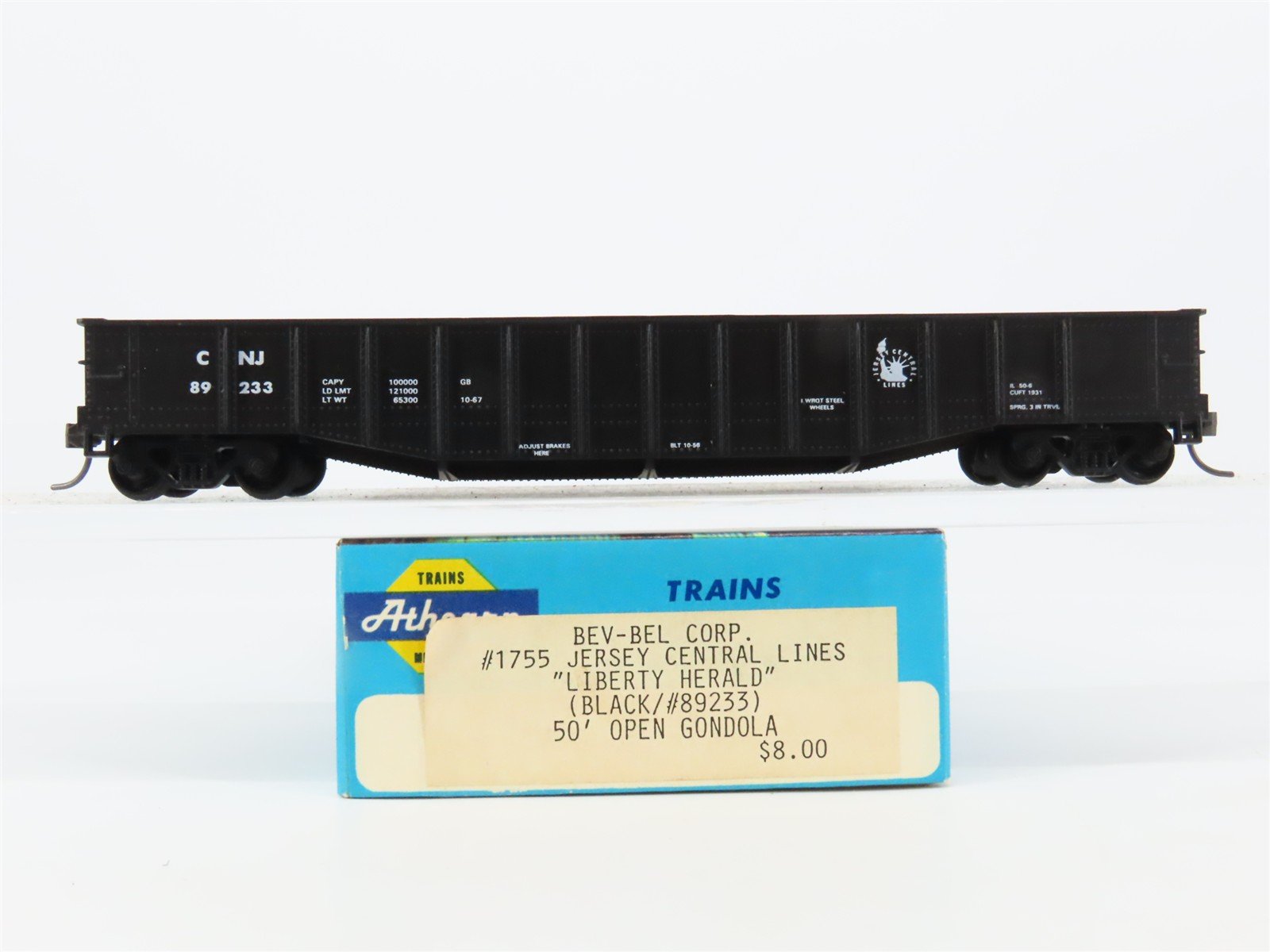 HO Scale Athearn Bev-Bel 1755 CNJ Jersey Central 50' Gondola #89233 - BUILT