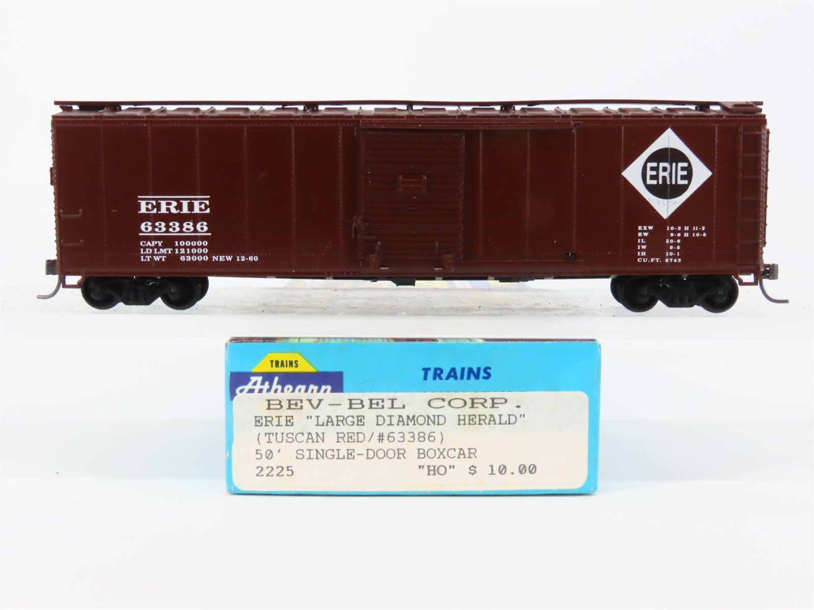 HO Scale Athearn Bev-Bel 2225 Erie Railroad 50' Box Car #63386 - BUILT