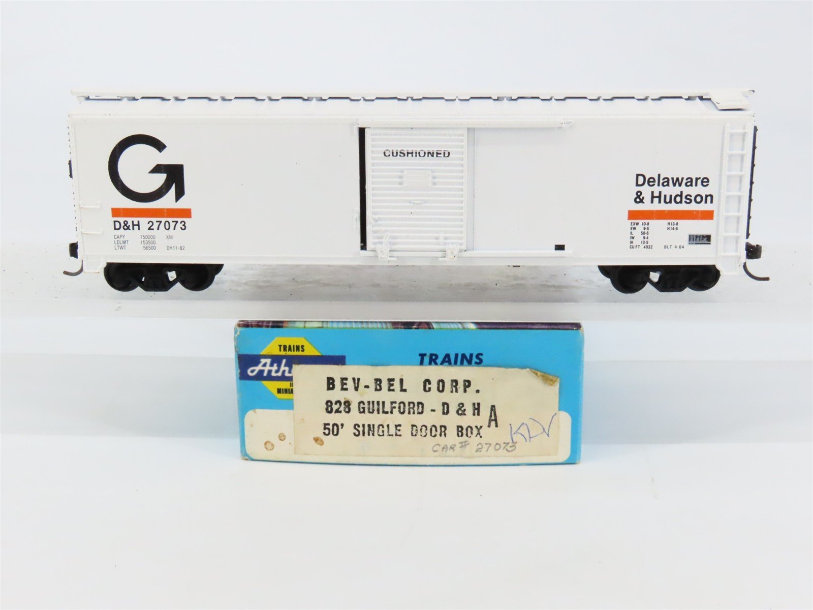 HO Athearn Bev-Bel 828 D&H Delaware & Hudson "Guilford" 50' Box Car #27073 BUILT