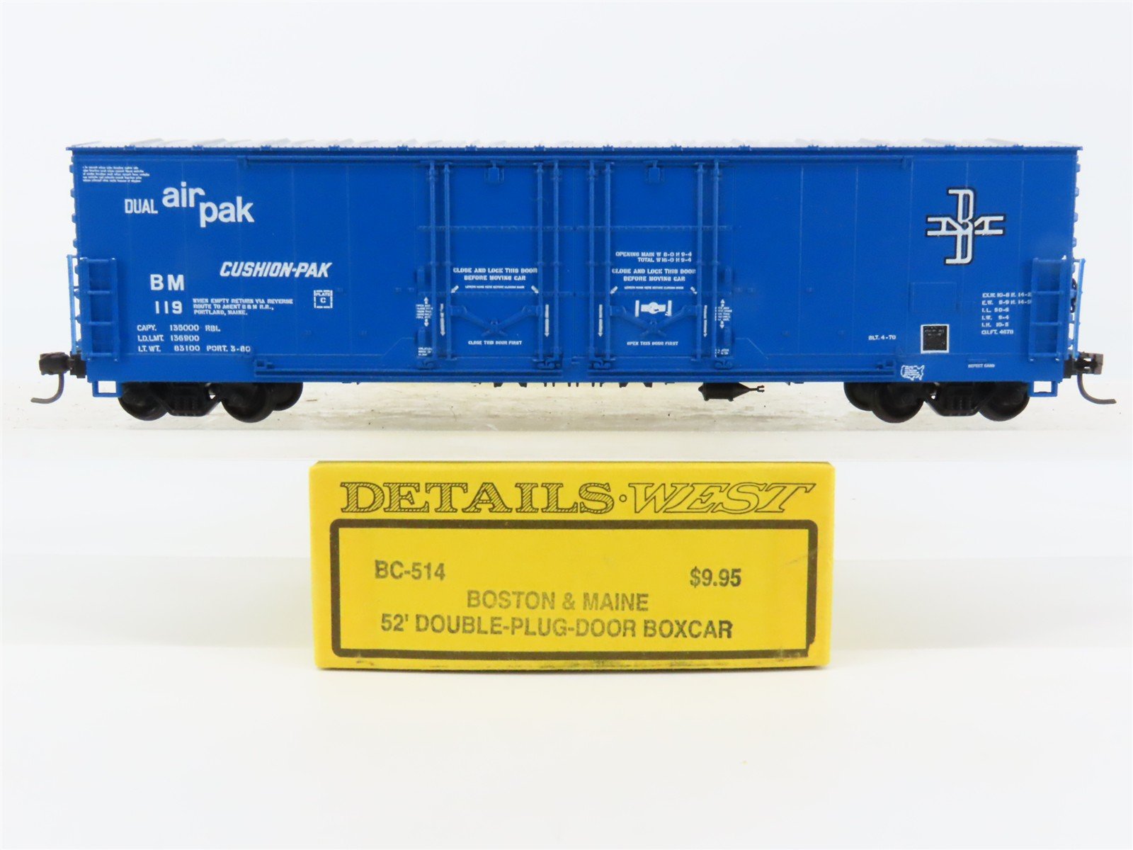 HO Scale Details West BC-514 BM Boston & Maine 52' Box Car #119 - BUILT