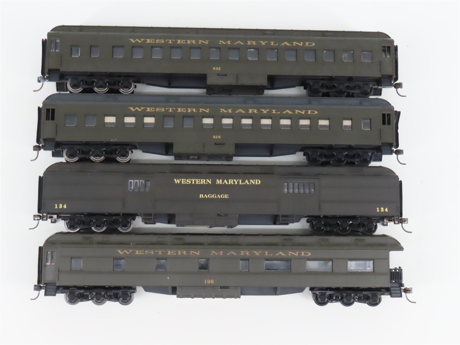 HO Scale Athearn/Bev-Bel WM Western Maryland Baggage, Coach Passenger 4-Car Set