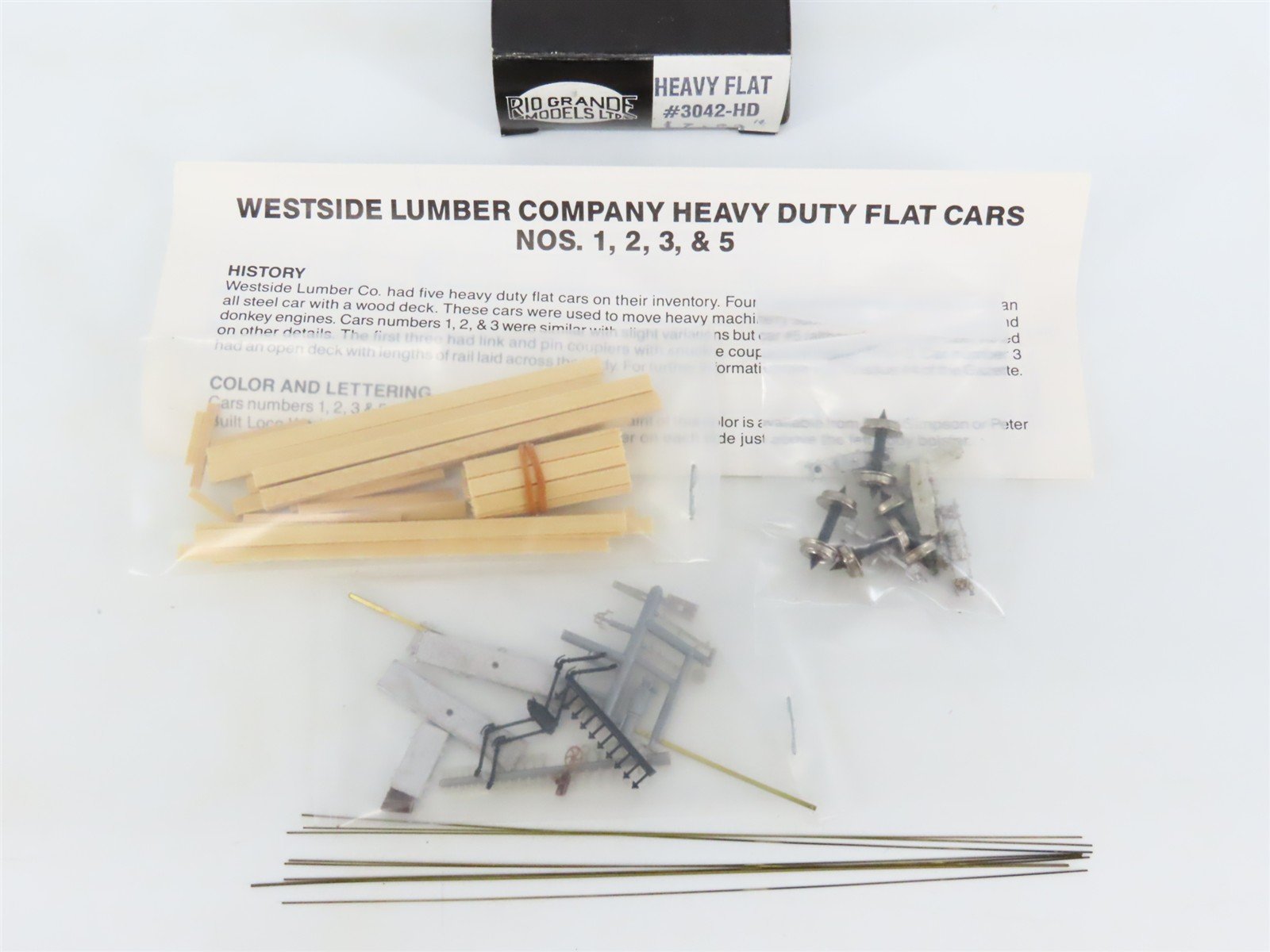 HOn3 Scale Rio Grande Models Kit 3042-HD Westside Lumber Heavy Duty Flat Car