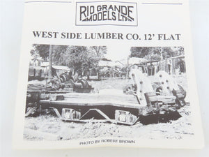 HOn3 Scale Rio Grande Models Kit 3062 Westside Lumber 12' Flat Car
