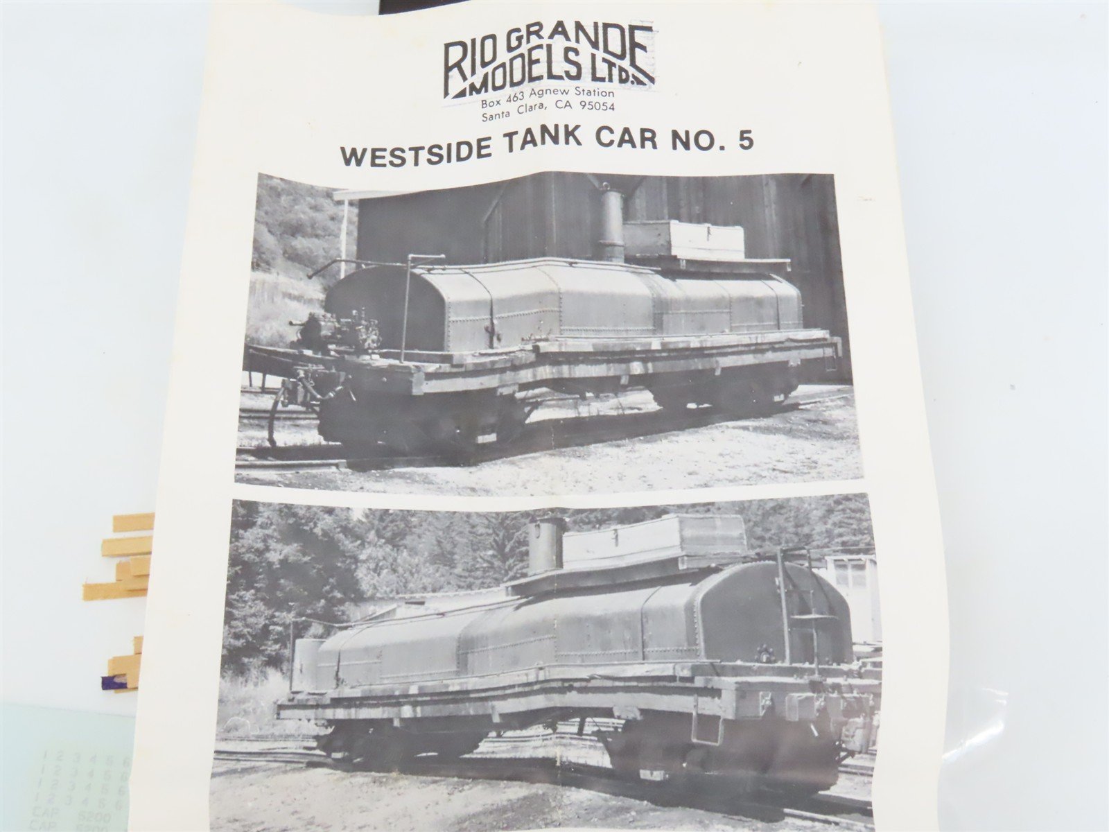 HOn3 Scale Rio Grande Models Kit 3003-TC Westside Lumber Co. Tank Car #5
