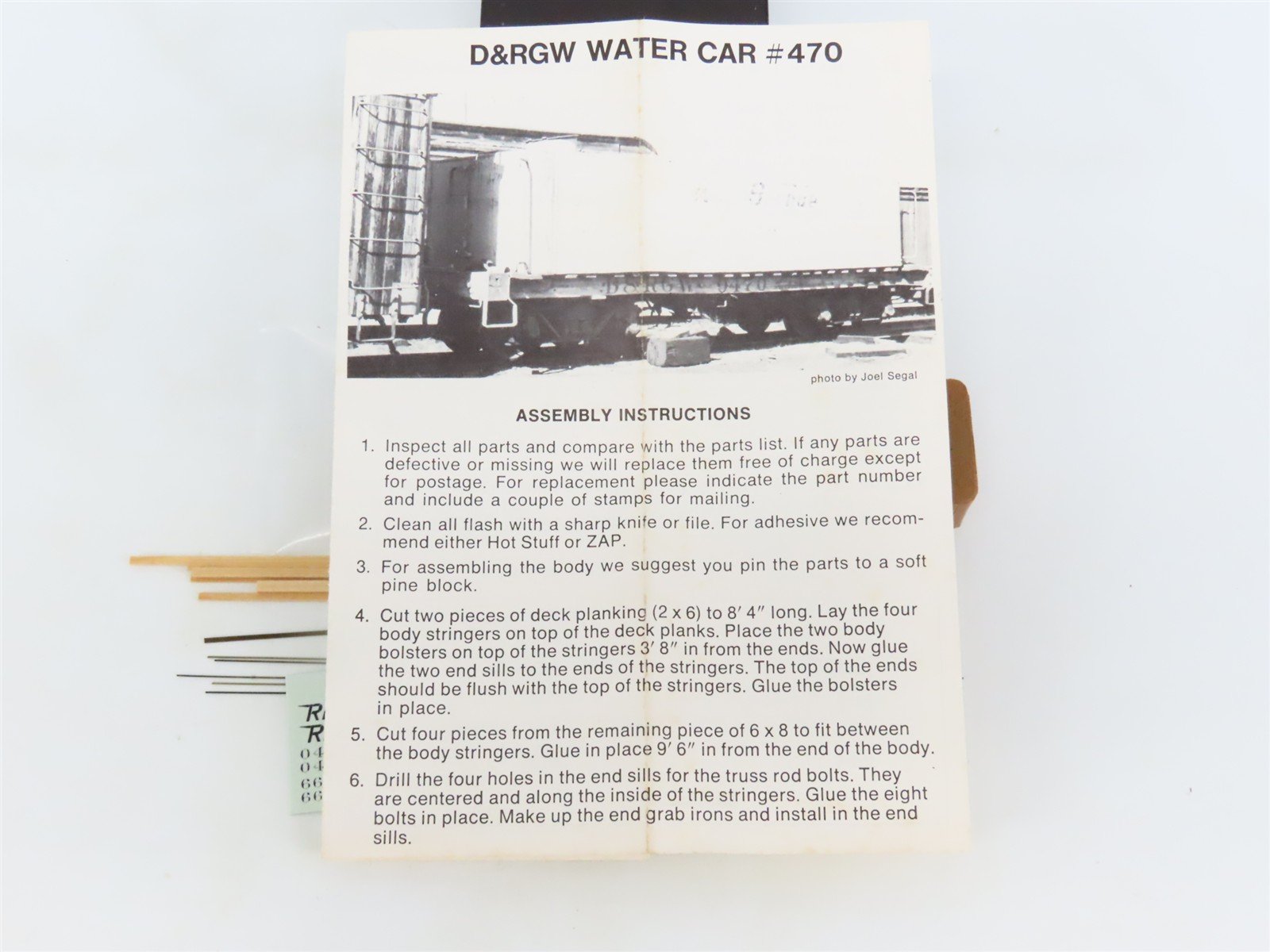 HOn3 Scale Rio Grande Models Kit 0470 D&RGW Rio Grande Water Car