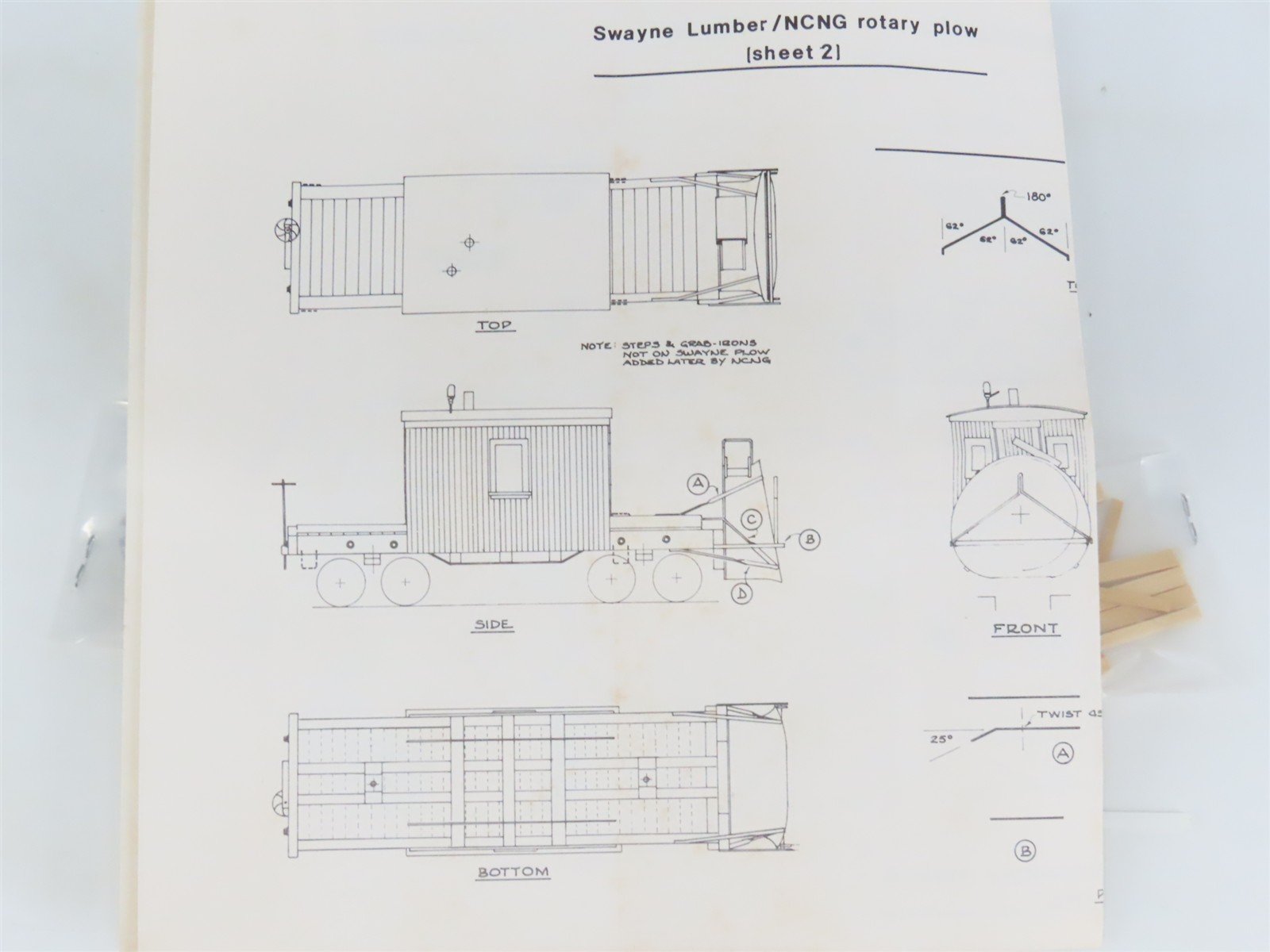 HOn3 Scale Rio Grande Models Kit 3047-RP Swayne Rotary Snow Plow