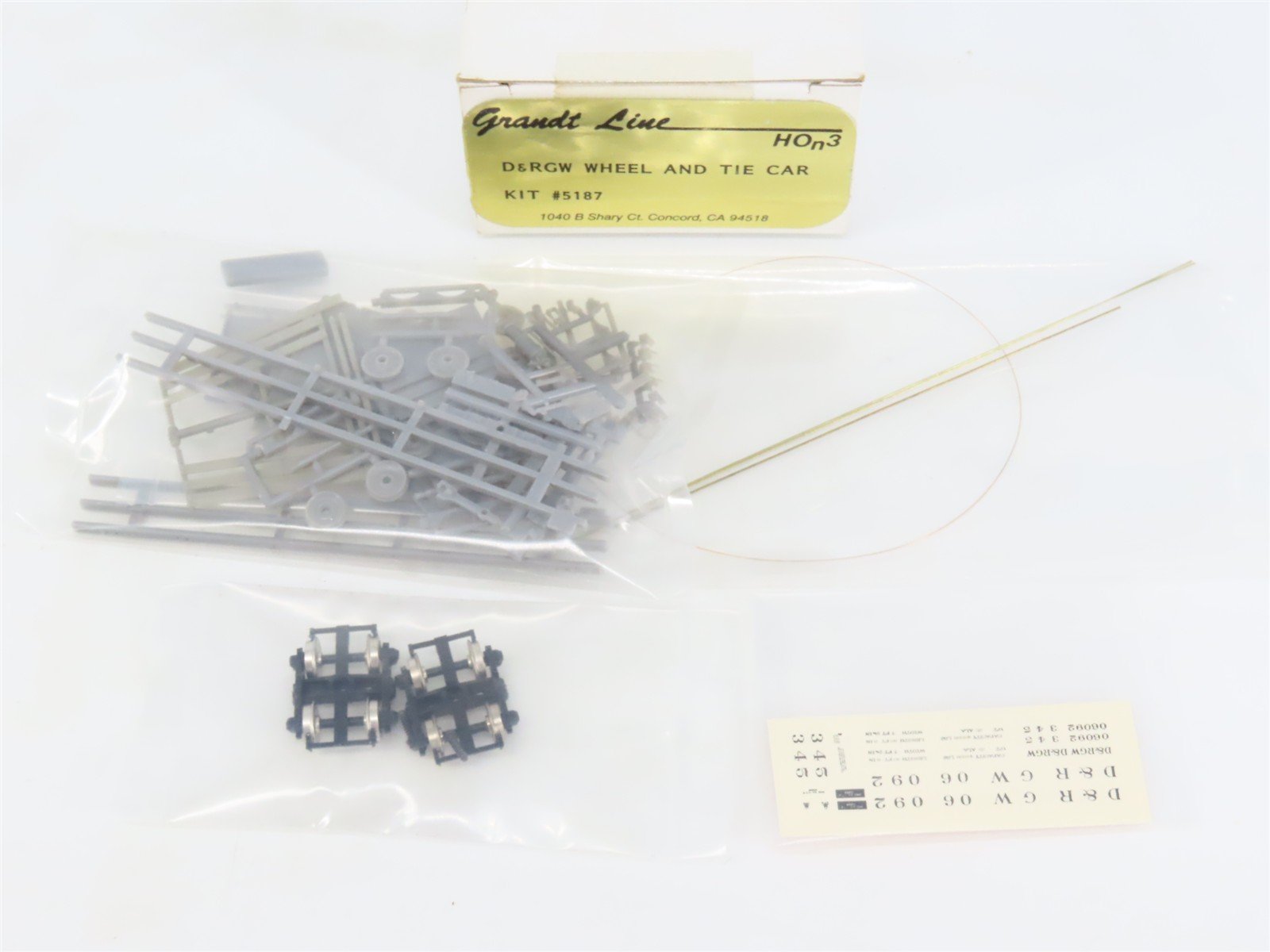 HOn3 Scale Grandt Line Kit 5187 D&RGW Rio Grande Wheel & Tie Car