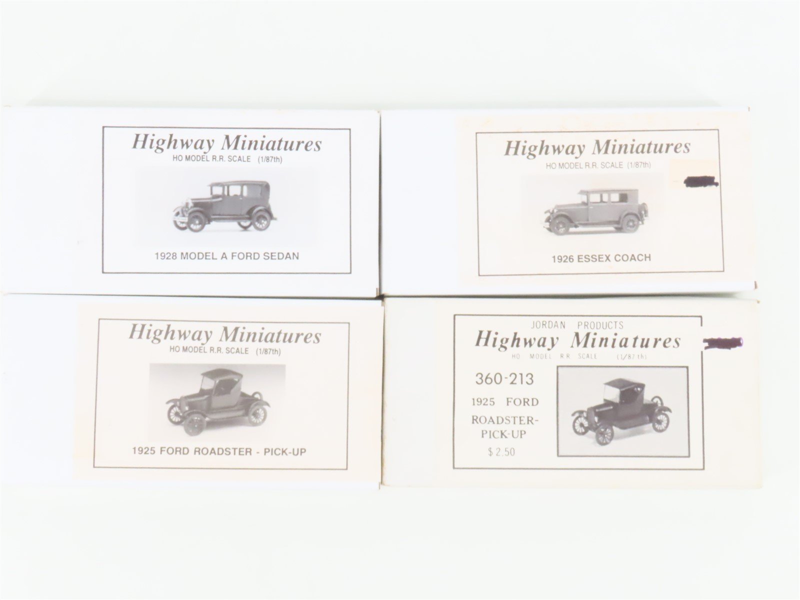 LOT of 4 HO Jordan Highway Miniatures Kits 1920s Ford & Essex Cars & Pick-Up