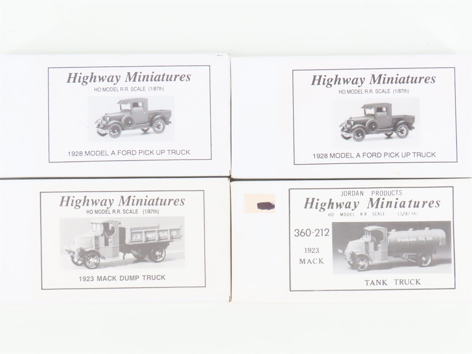 LOT of 4 HO Jordan Highway Miniatures Kits 1920s Ford & Mack Assorted Trucks