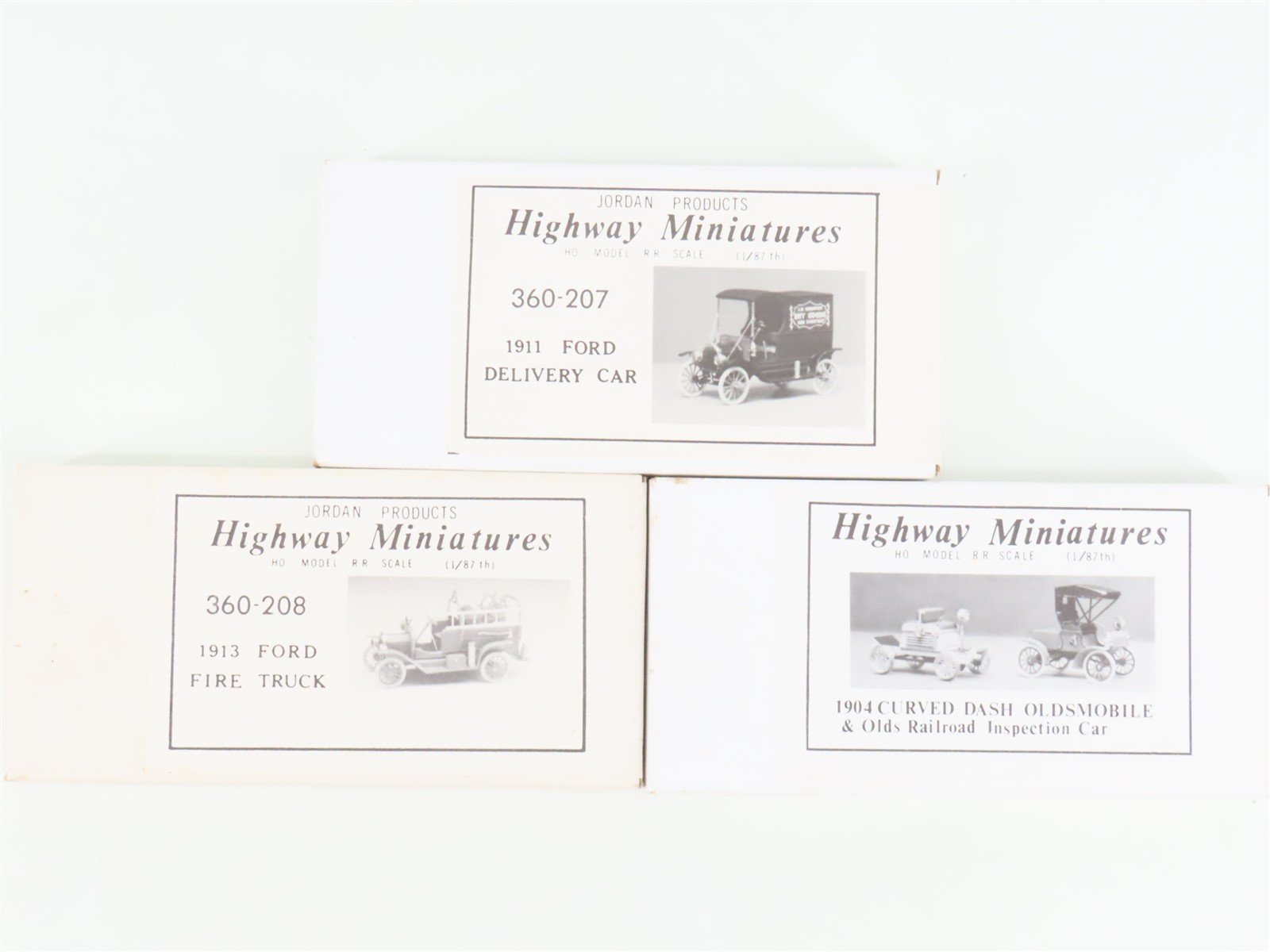 LOT of 3 HO Jordan Highway Miniatures Kits 1904/1910s Ford & Oldsmobile Vehicles