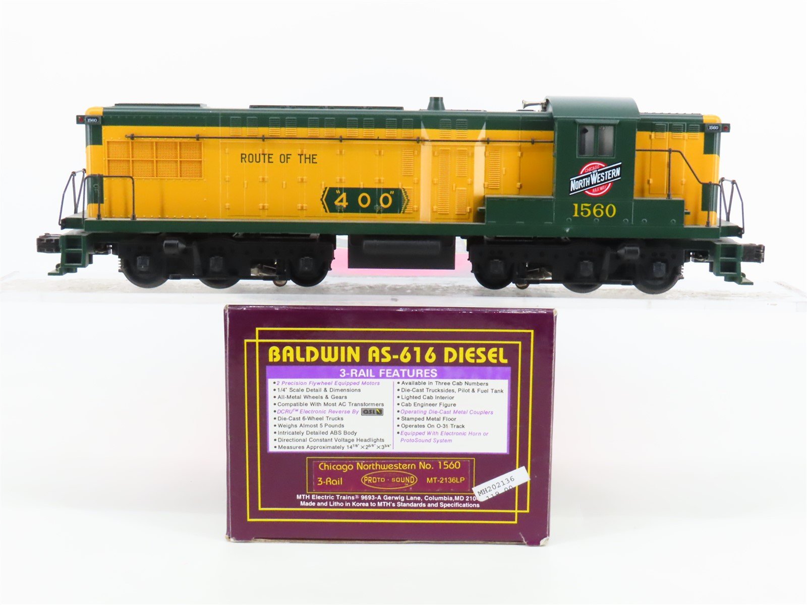 O 3-Rail MTH MT-2136LP CNW Chicago & Northwestern AS-616 Diesel #1560 w/Sound