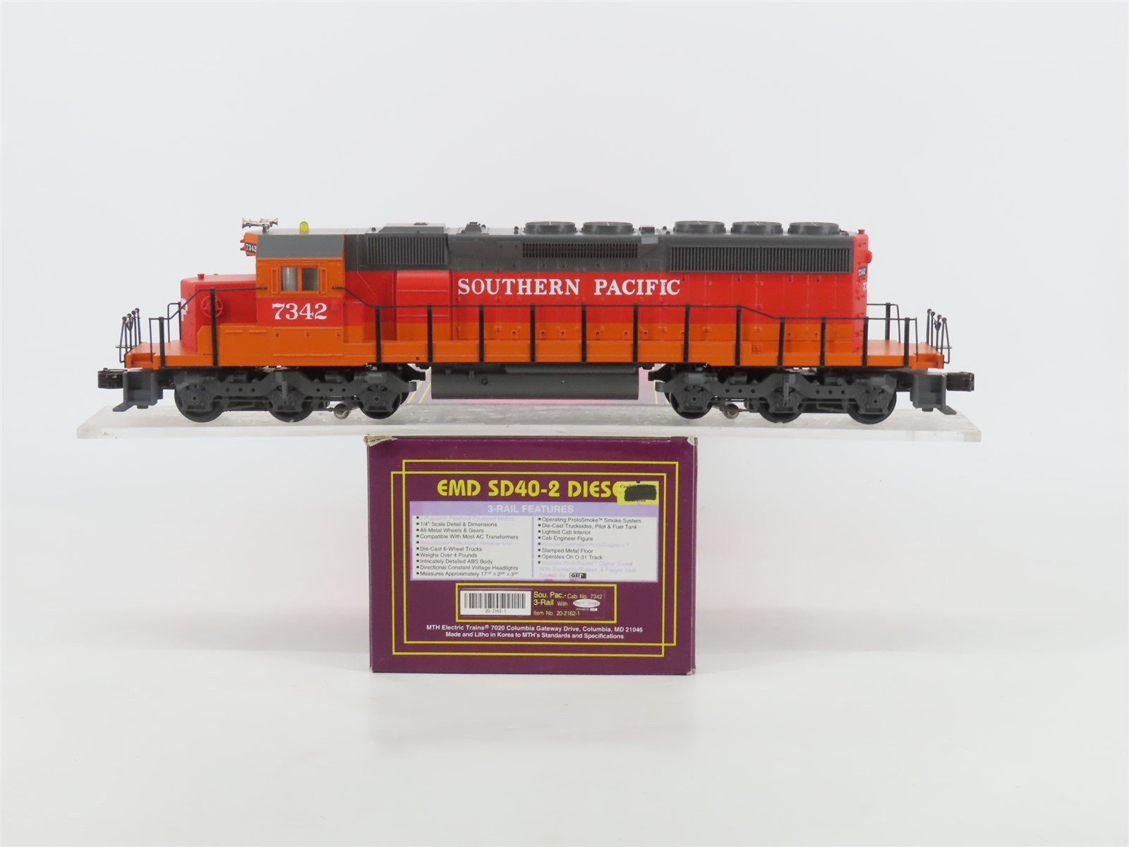 O Gauge 3-Rail MTH 20-2162-1 SP Southern Pacific SD40-2 Diesel Loco #7342 wSound