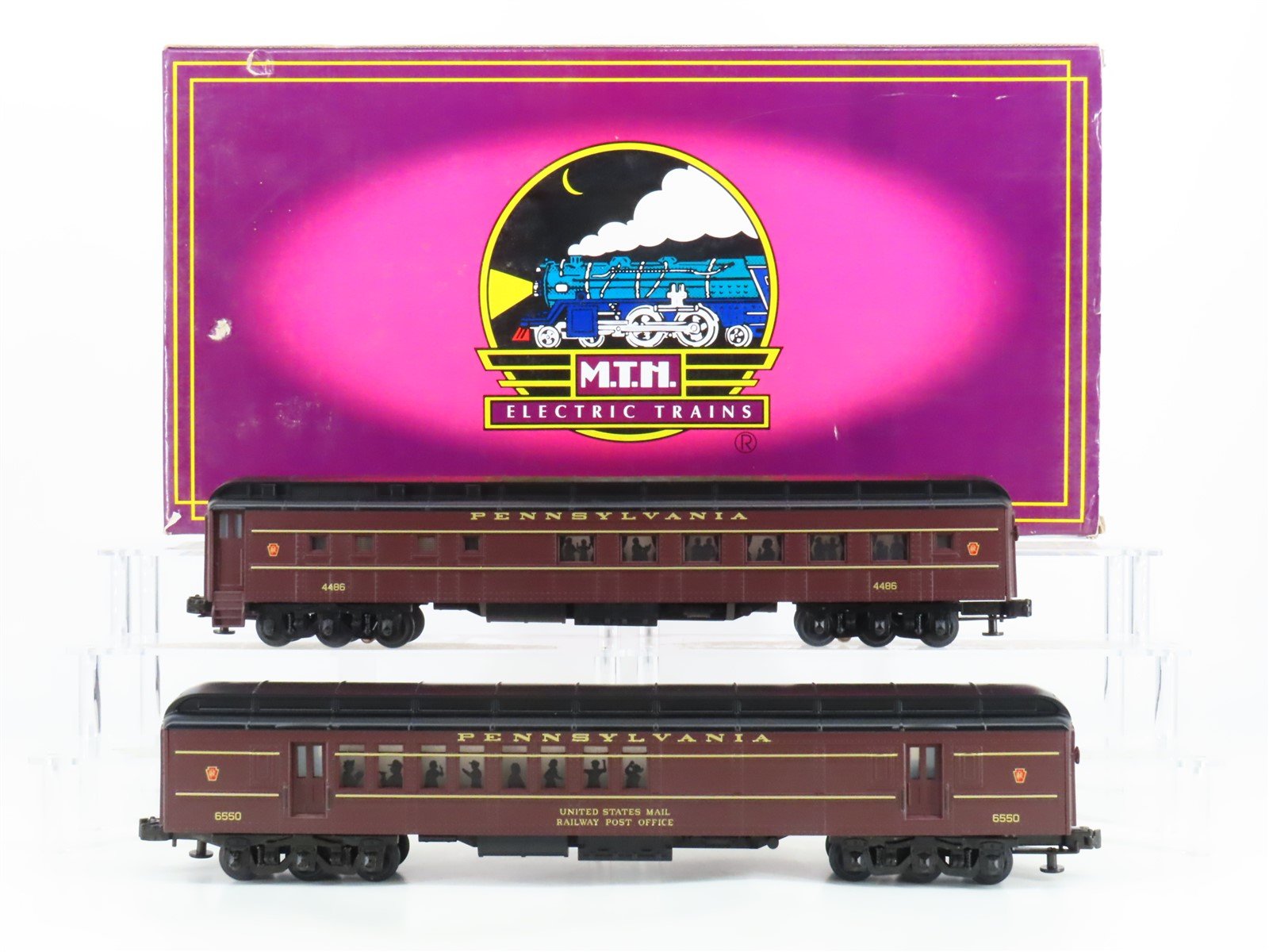 O Gauge 3-Rail MTH MT-4118 PRR Pennsylvania Combine/Diner Passenger 2-Car Set
