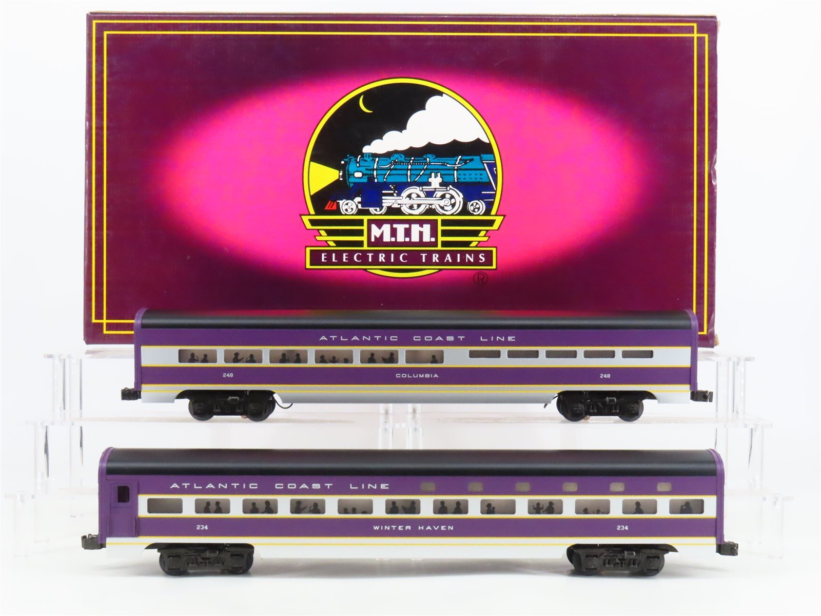 O 3-Rail MTH MT-6600 Atlantic Coast Line Sleeper/Diner Passenger 2-Car Set