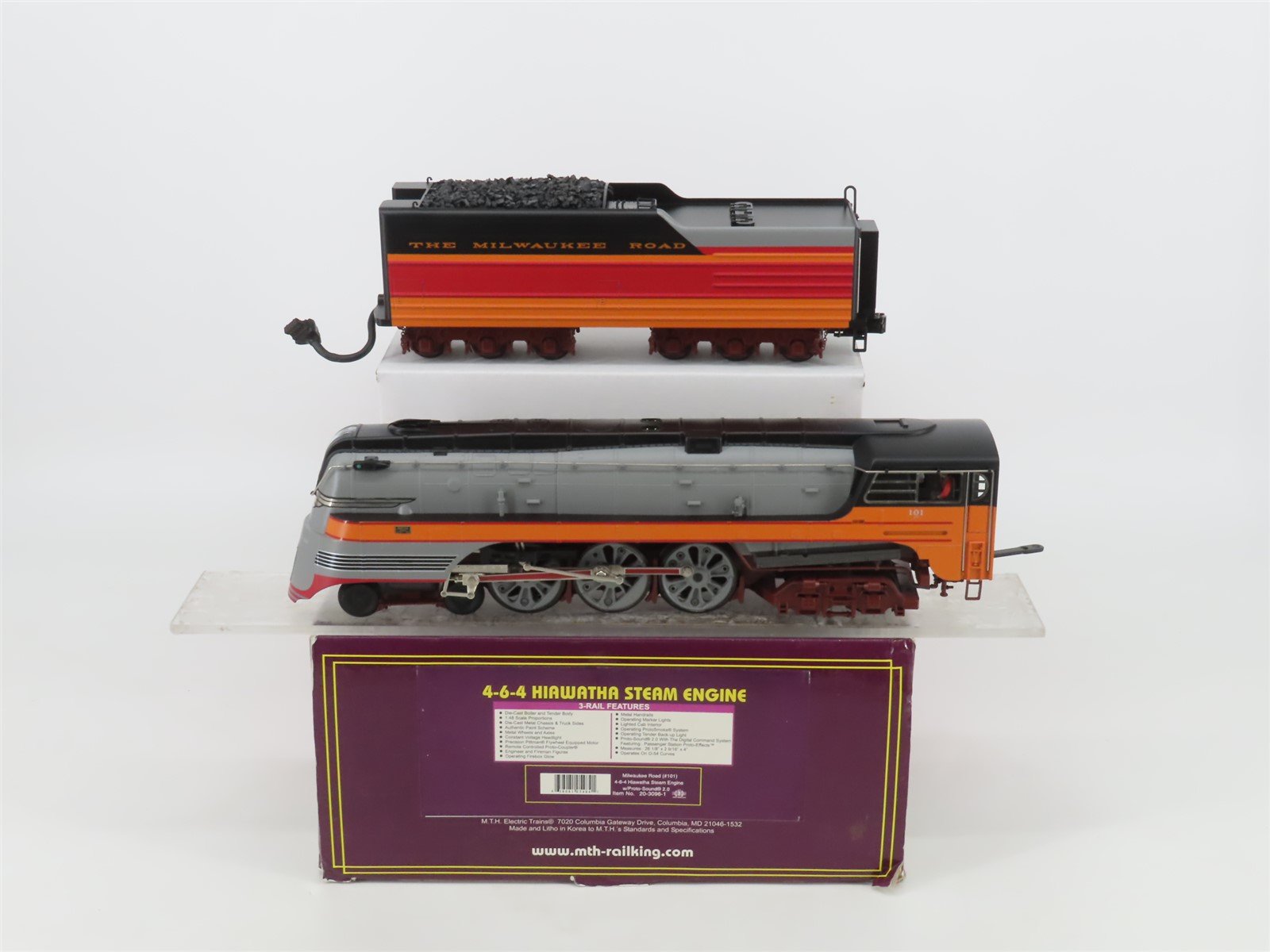 O Gauge 3-Rail MTH 20-3096-1 MILW Hiawatha 4-6-4 Steam #101 - NEEDS BATTERY