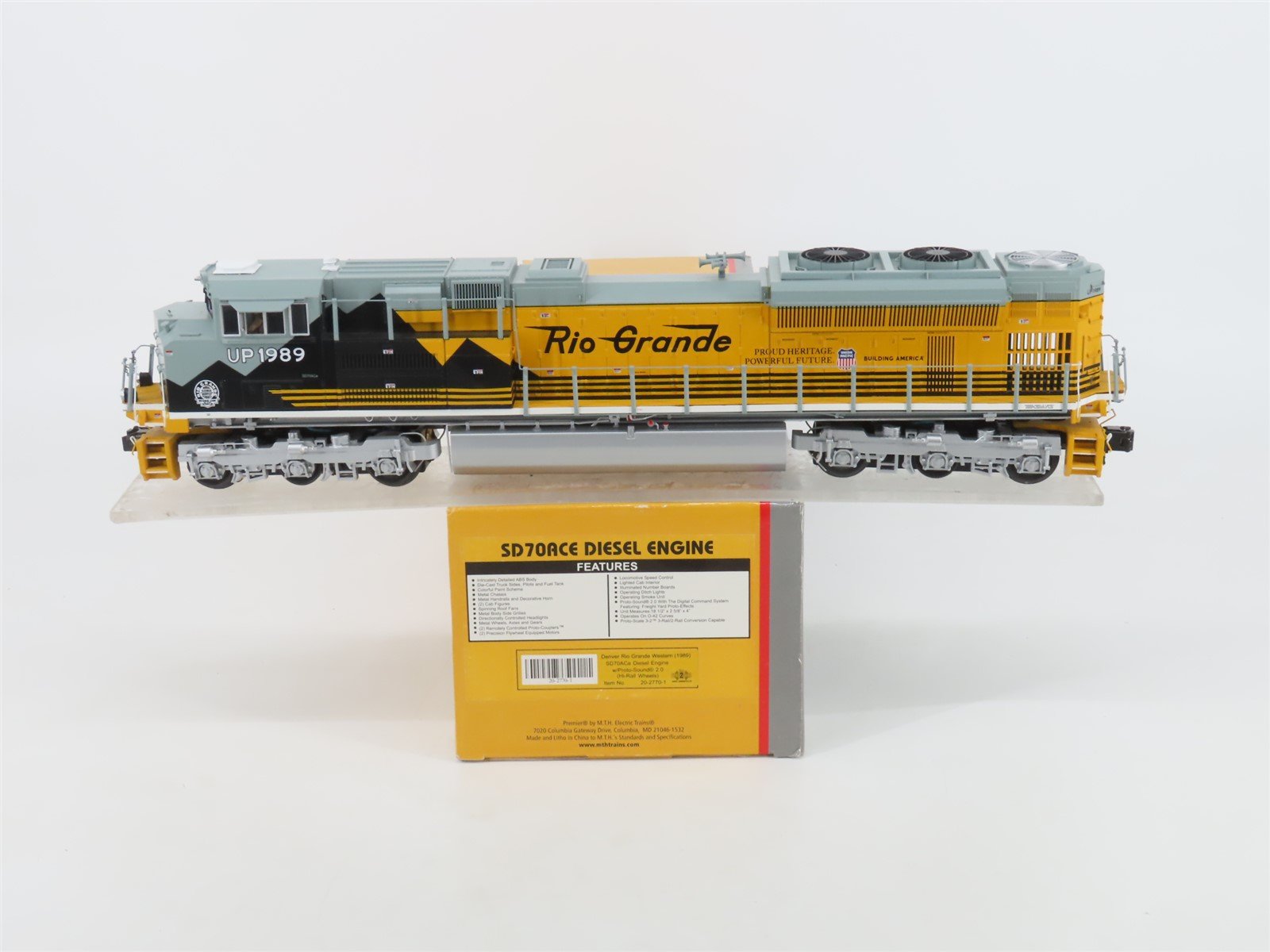 O Gauge 3-Rail MTH 20-2770-1 UP D&RGW Rio Grande Heritage SD70ACe Diesel #1989