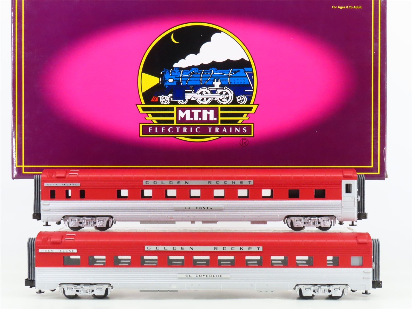 O Gauge 3-Rail MTH 20-6612 RI Golden Rocket Sleeper/Diner Passenger 2-Car Set
