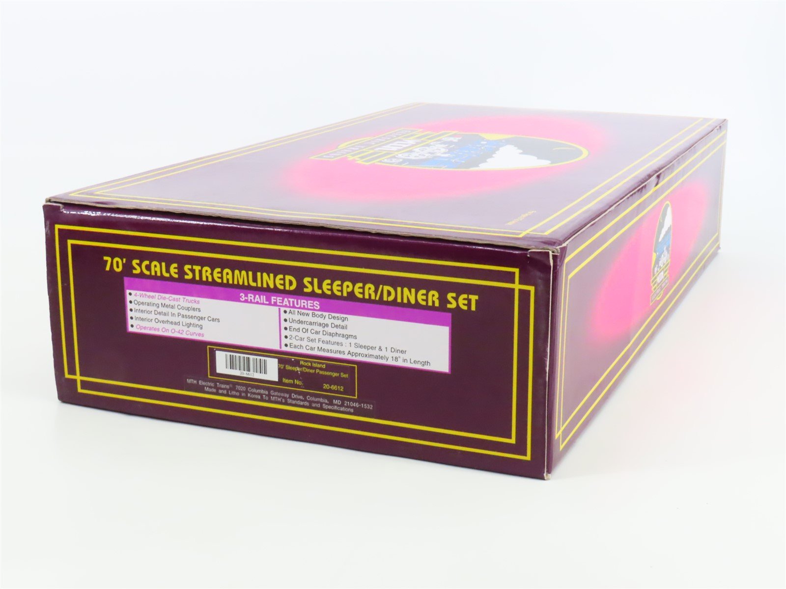 O Gauge 3-Rail MTH 20-6612 RI Golden Rocket Sleeper/Diner Passenger 2-Car Set