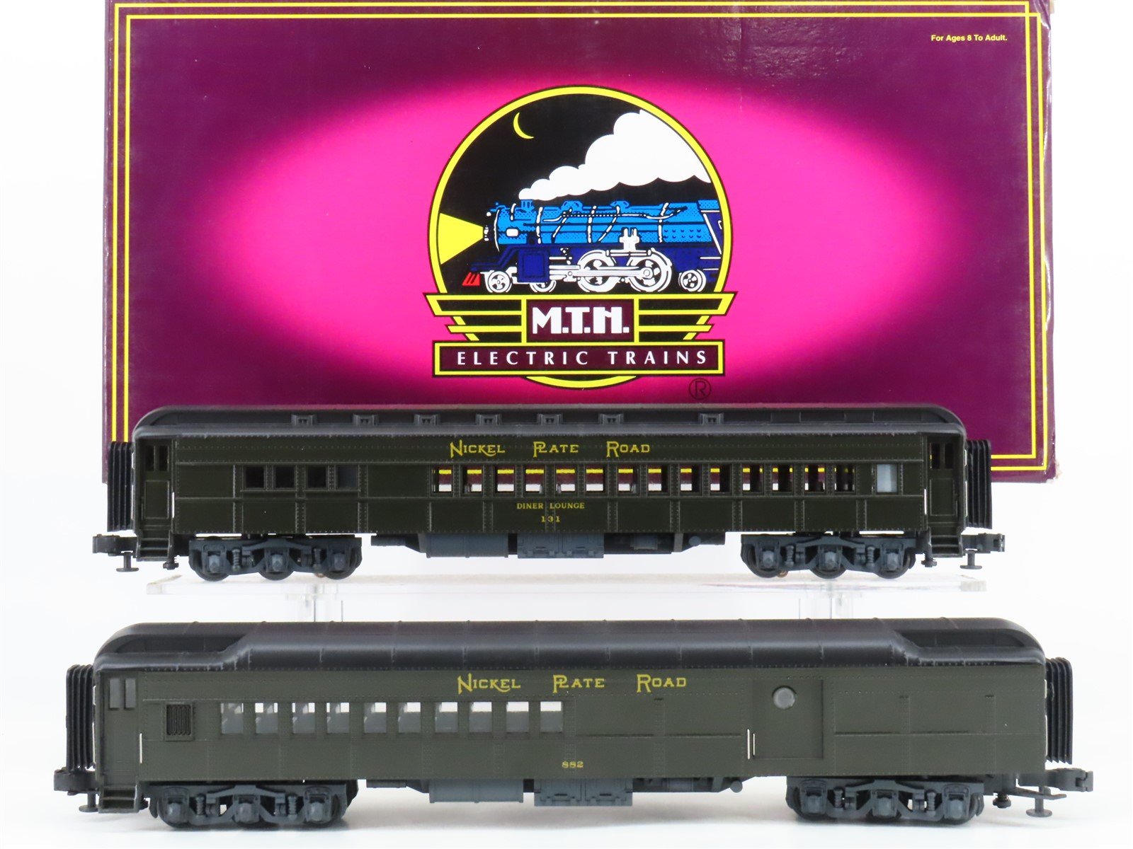 O Gauge 3-Rail MTH 20-4134 NKP Nickel Plate Road 70' Madison Passenger 2-Car Set