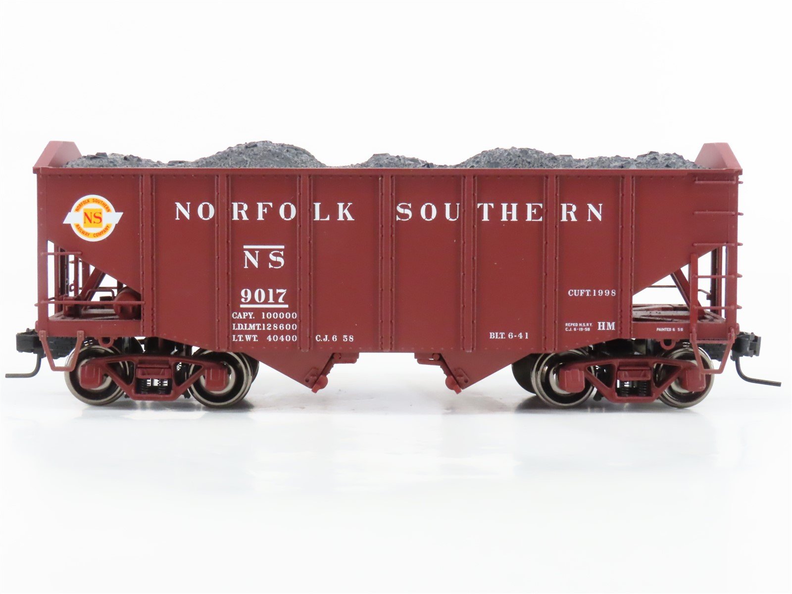 O 2-Rail Atlas NS Norfolk Southern (Old) 2-Bay Open Hopper Car #9017 w/Load